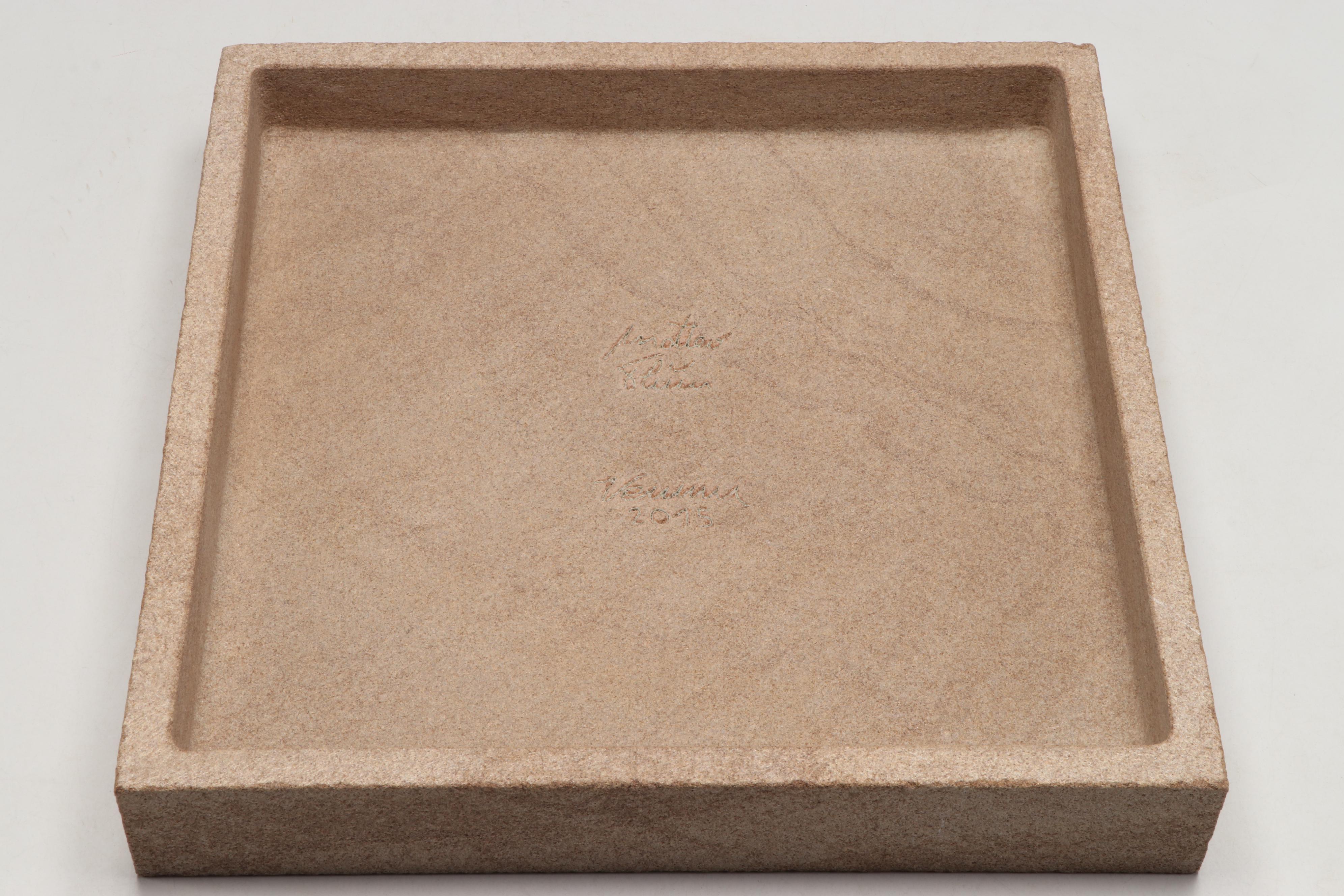 Venini Italian Artist Signed Contemporary Stone Tray, 2015