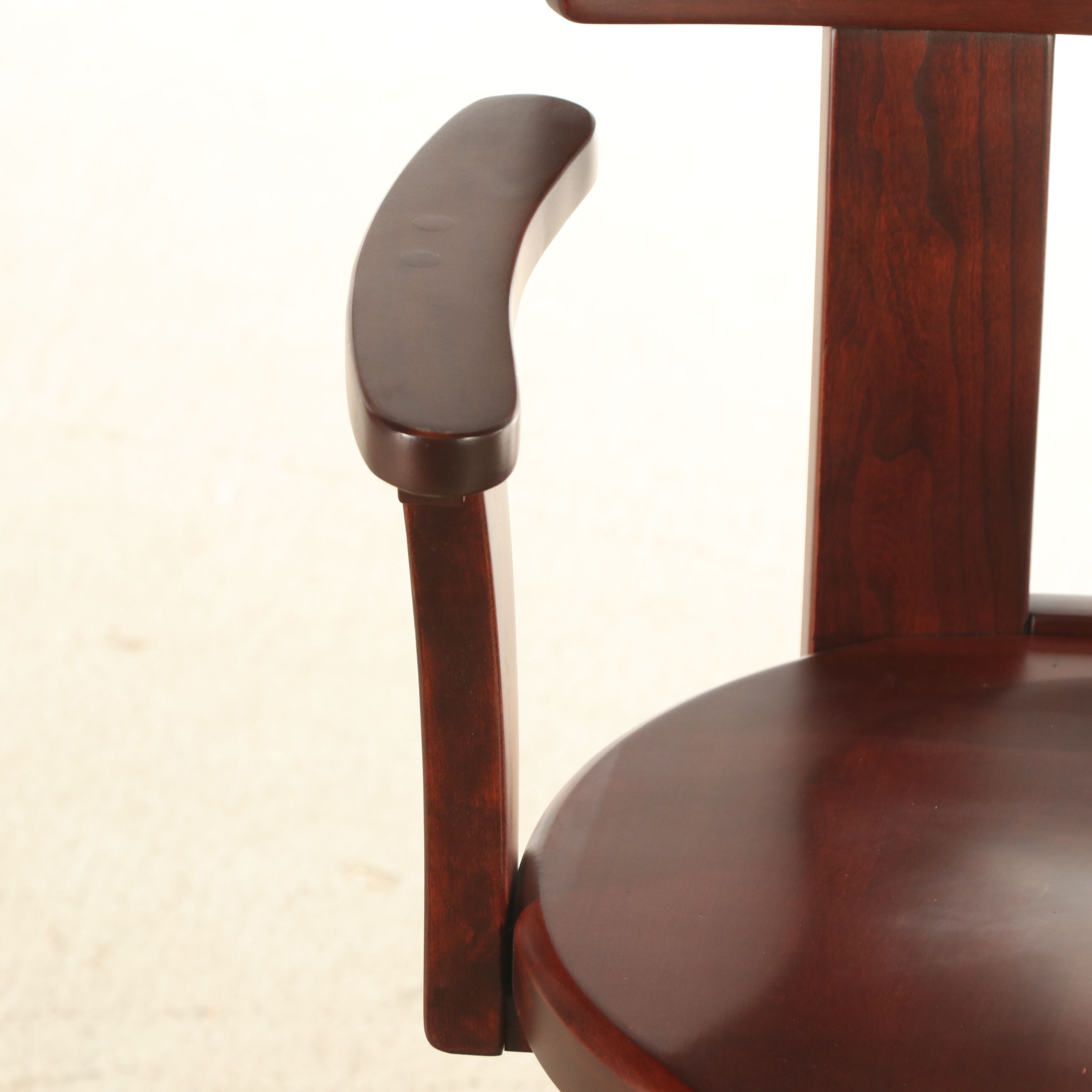 Set of Three Contemporary Walnut Swivel Barstools