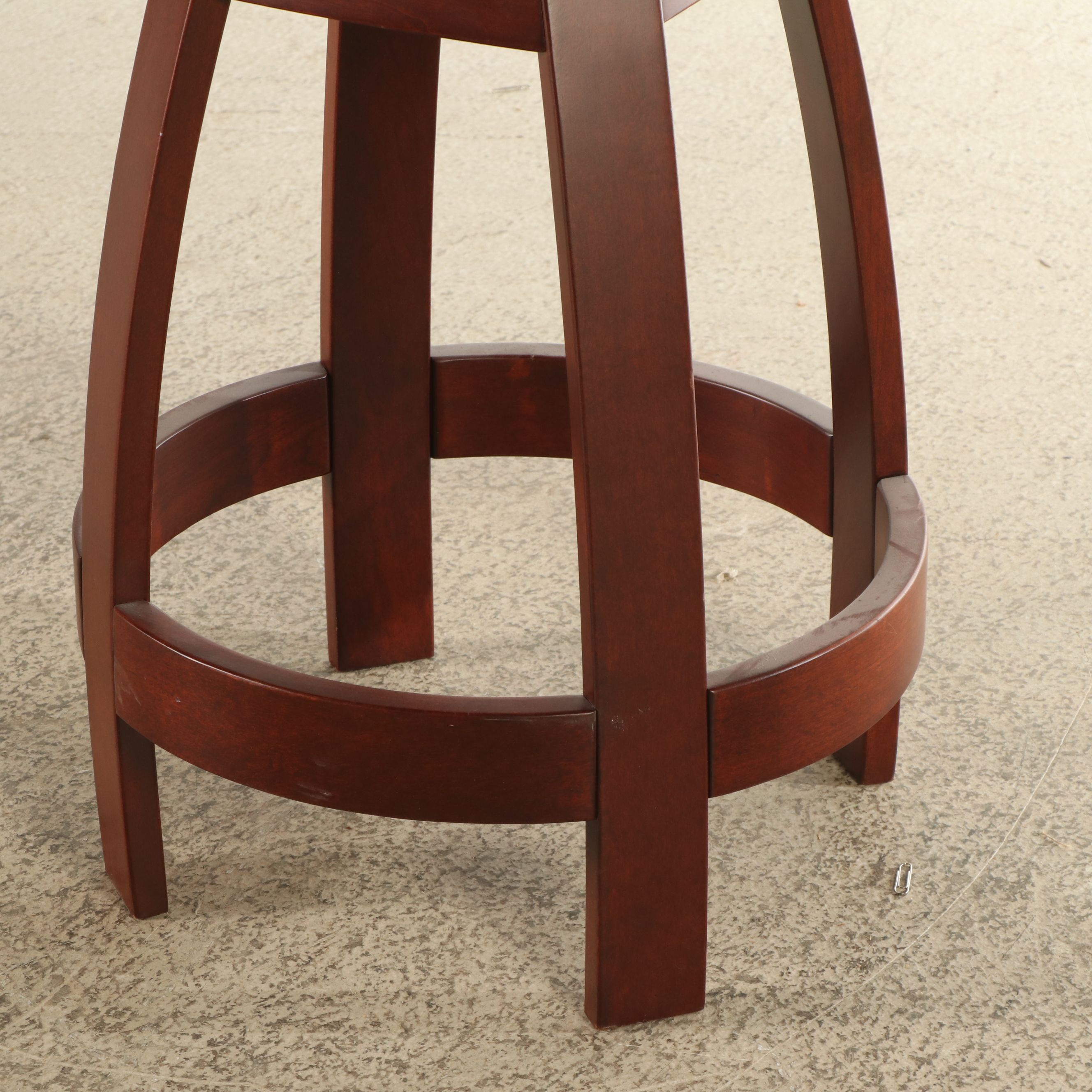 Set of Three Contemporary Walnut Swivel Barstools