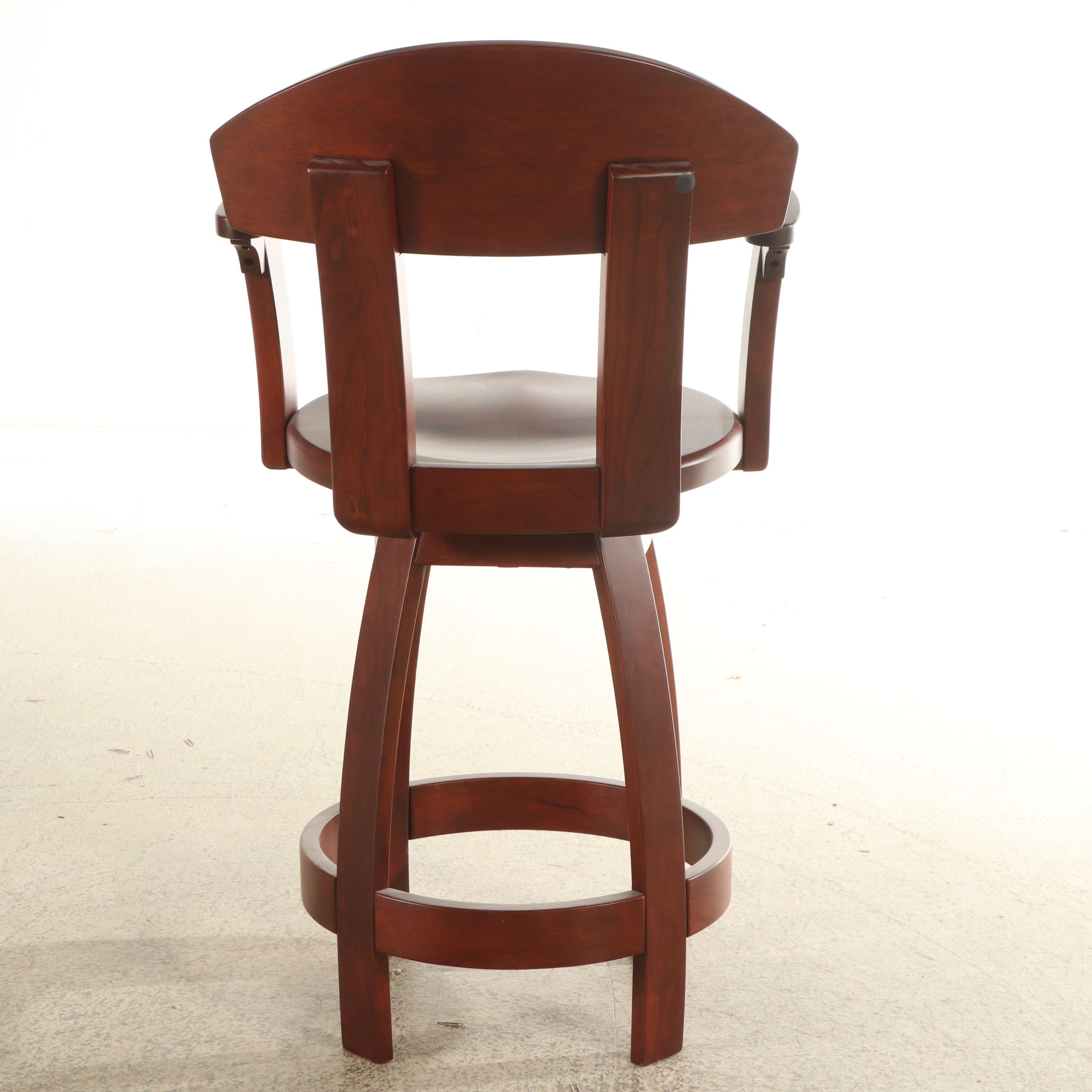 Set of Three Contemporary Walnut Swivel Barstools