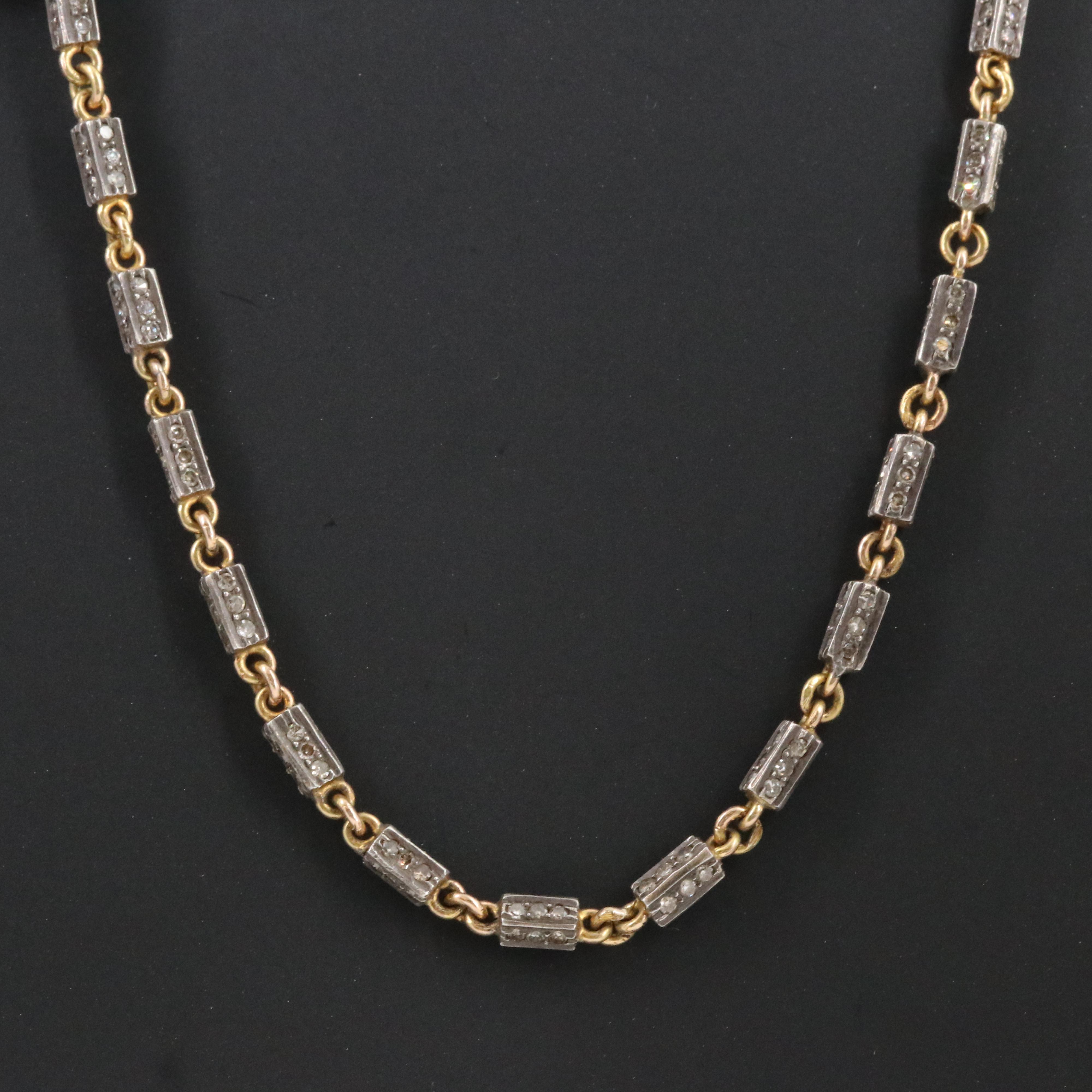Sterling and 14K 5.58 CTW Diamond Link Necklace