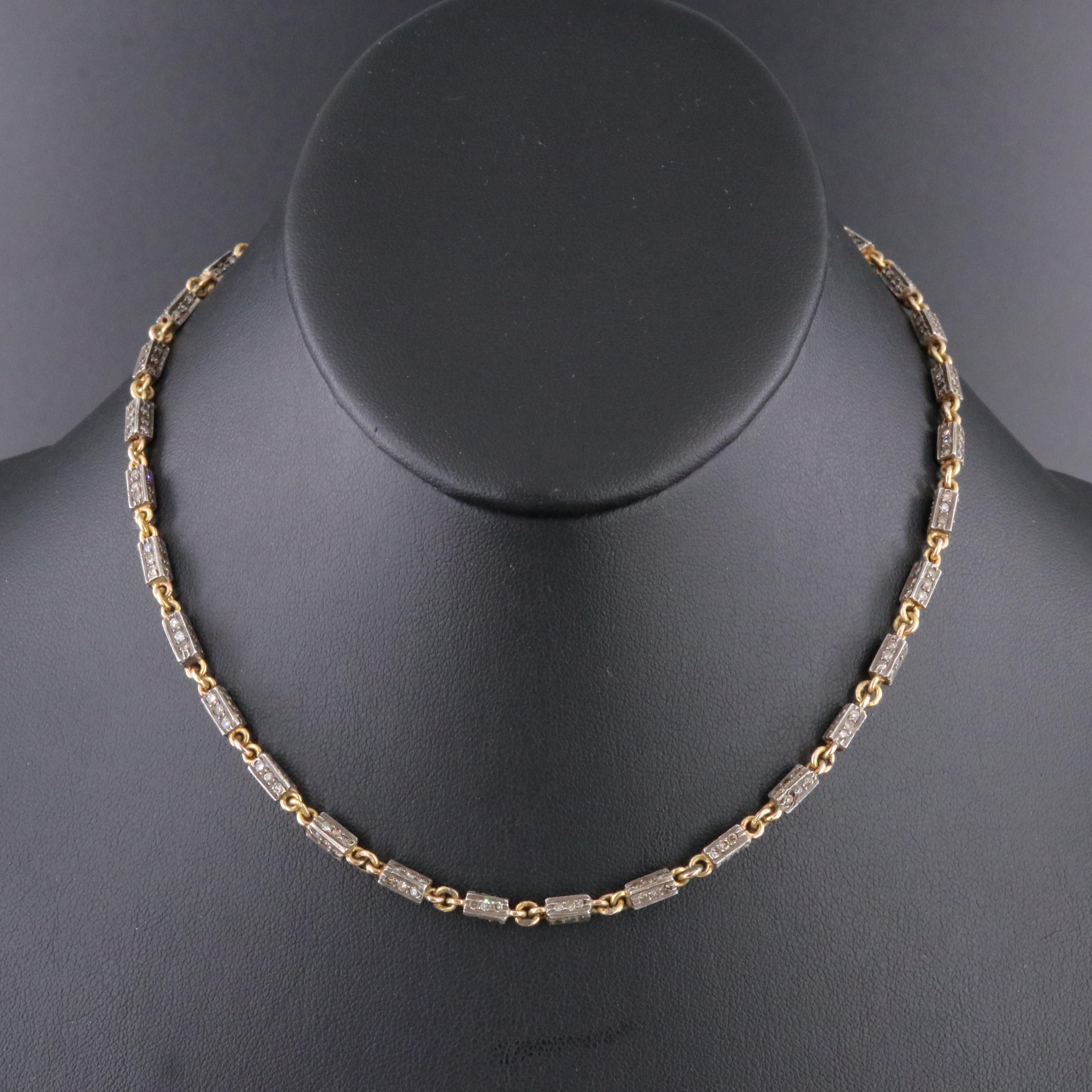 Sterling and 14K 5.58 CTW Diamond Link Necklace