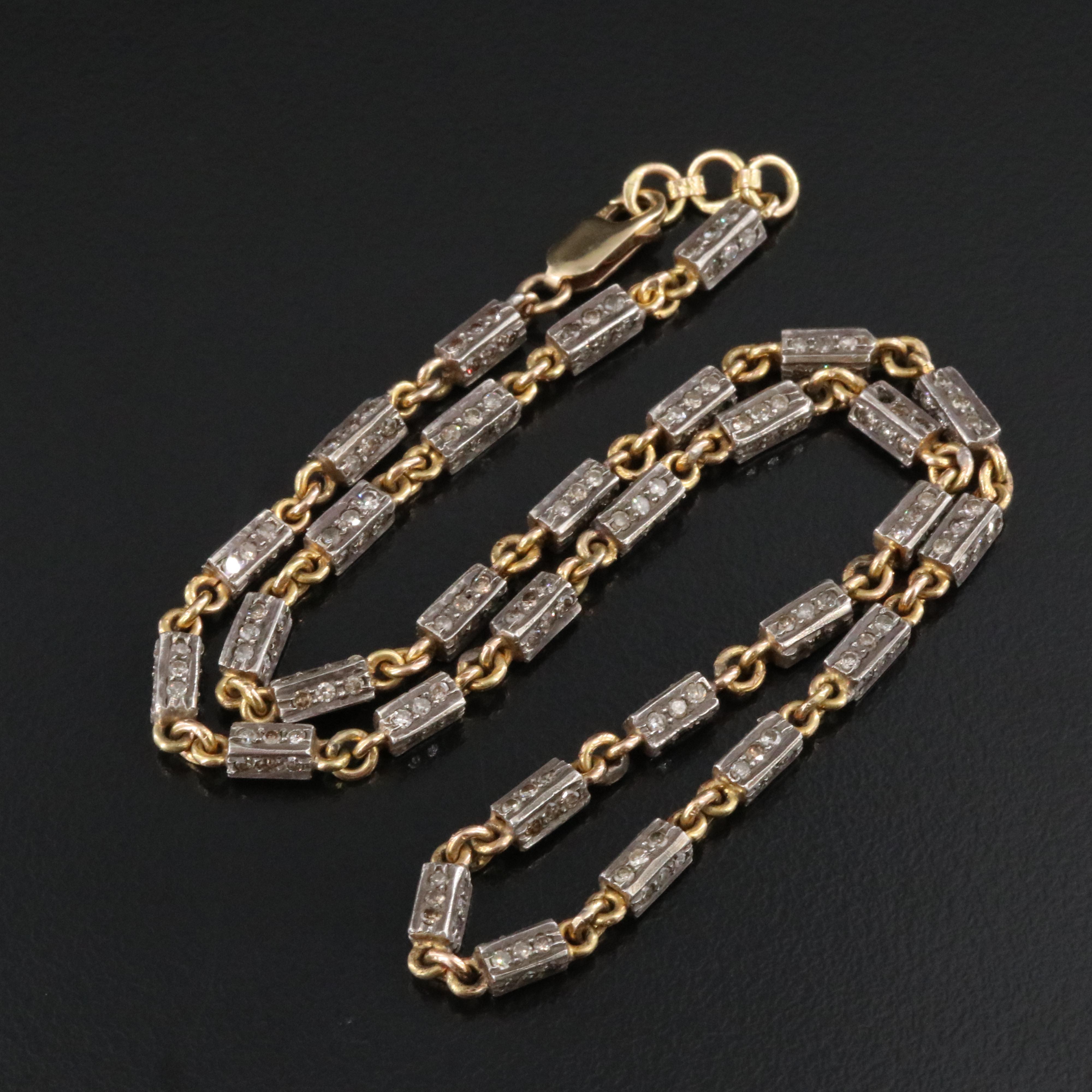 Sterling and 14K 5.58 CTW Diamond Link Necklace