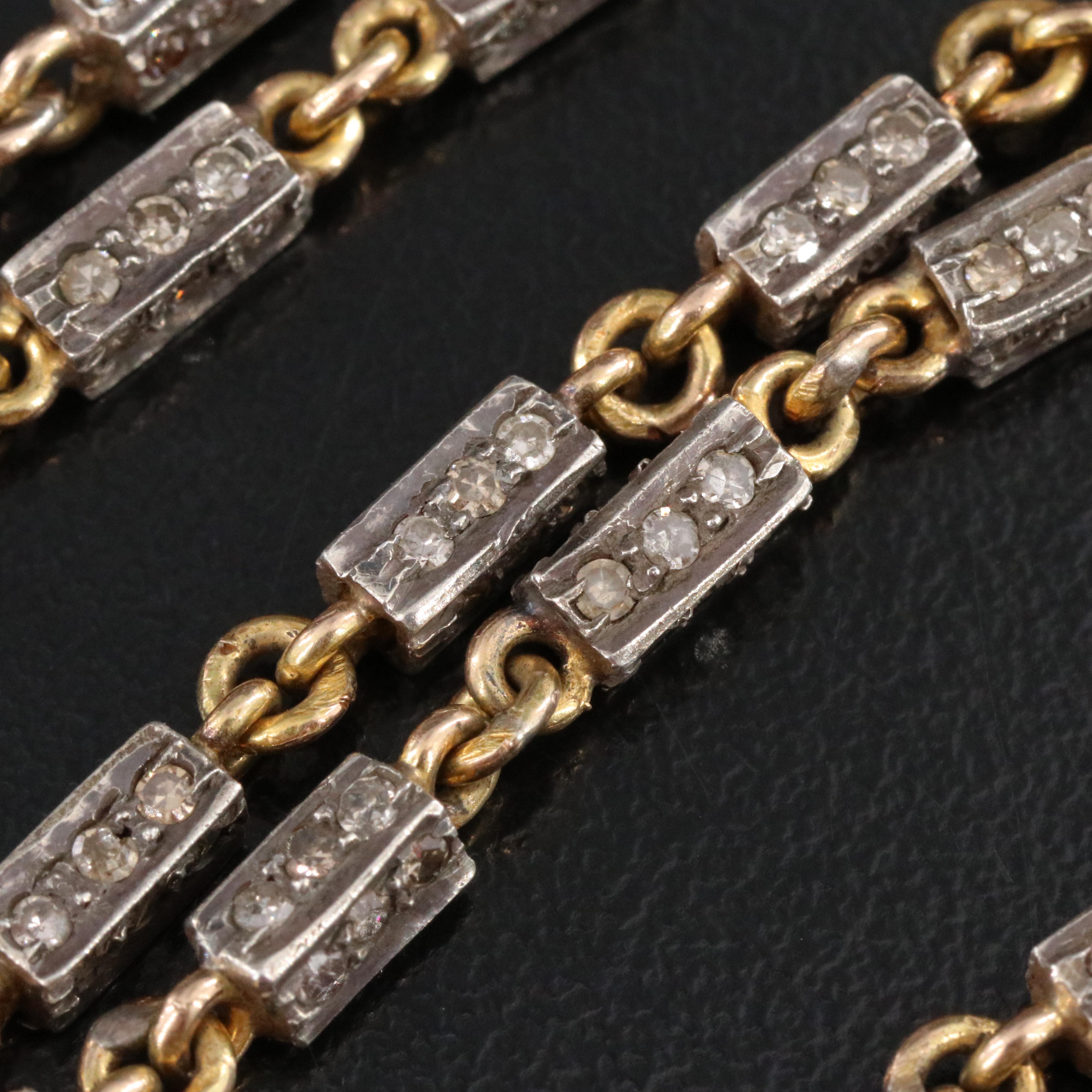 Sterling and 14K 5.58 CTW Diamond Link Necklace