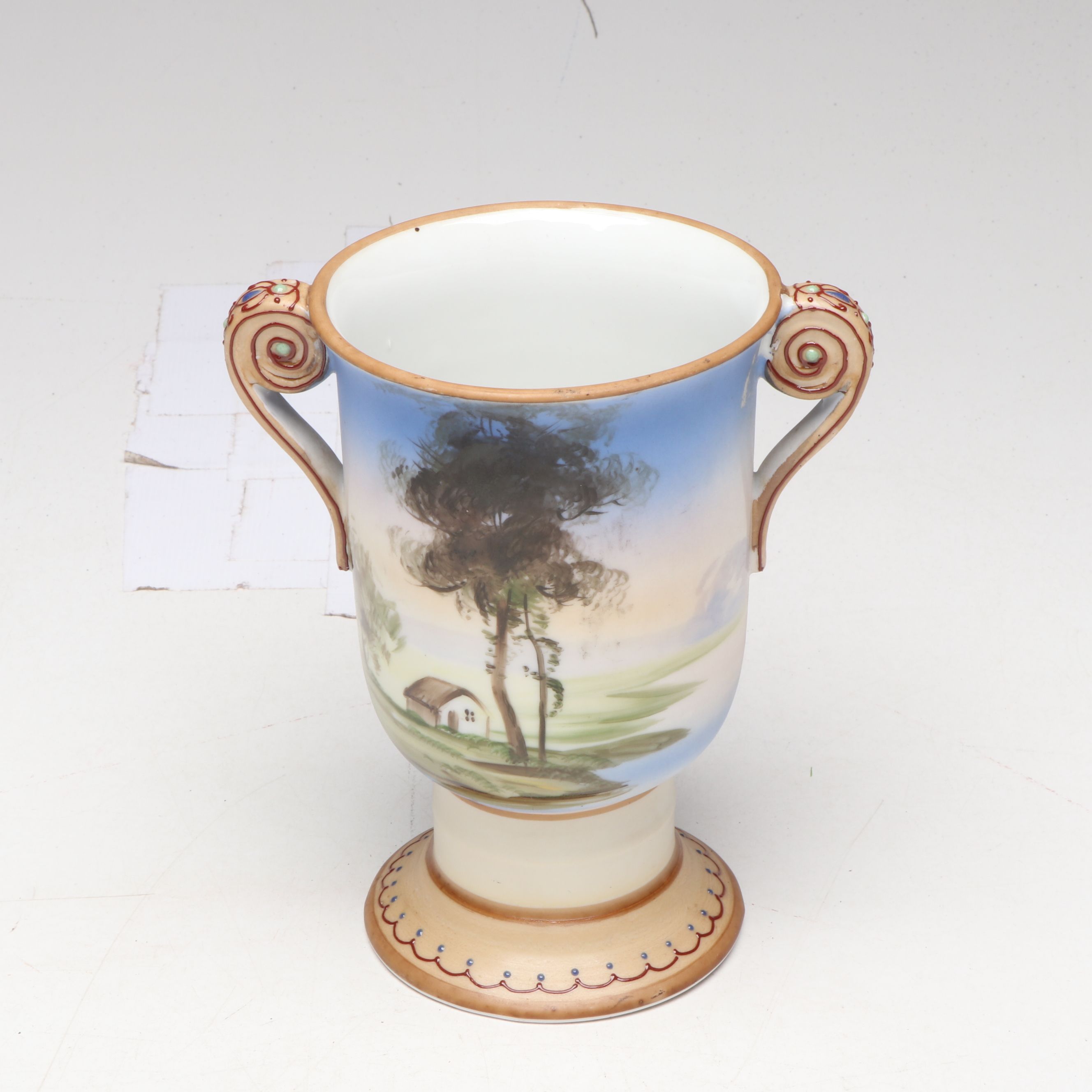 Nippon Porcelain Vase with Peninsula Hotel Soap Box and More Hand-Painted Vases