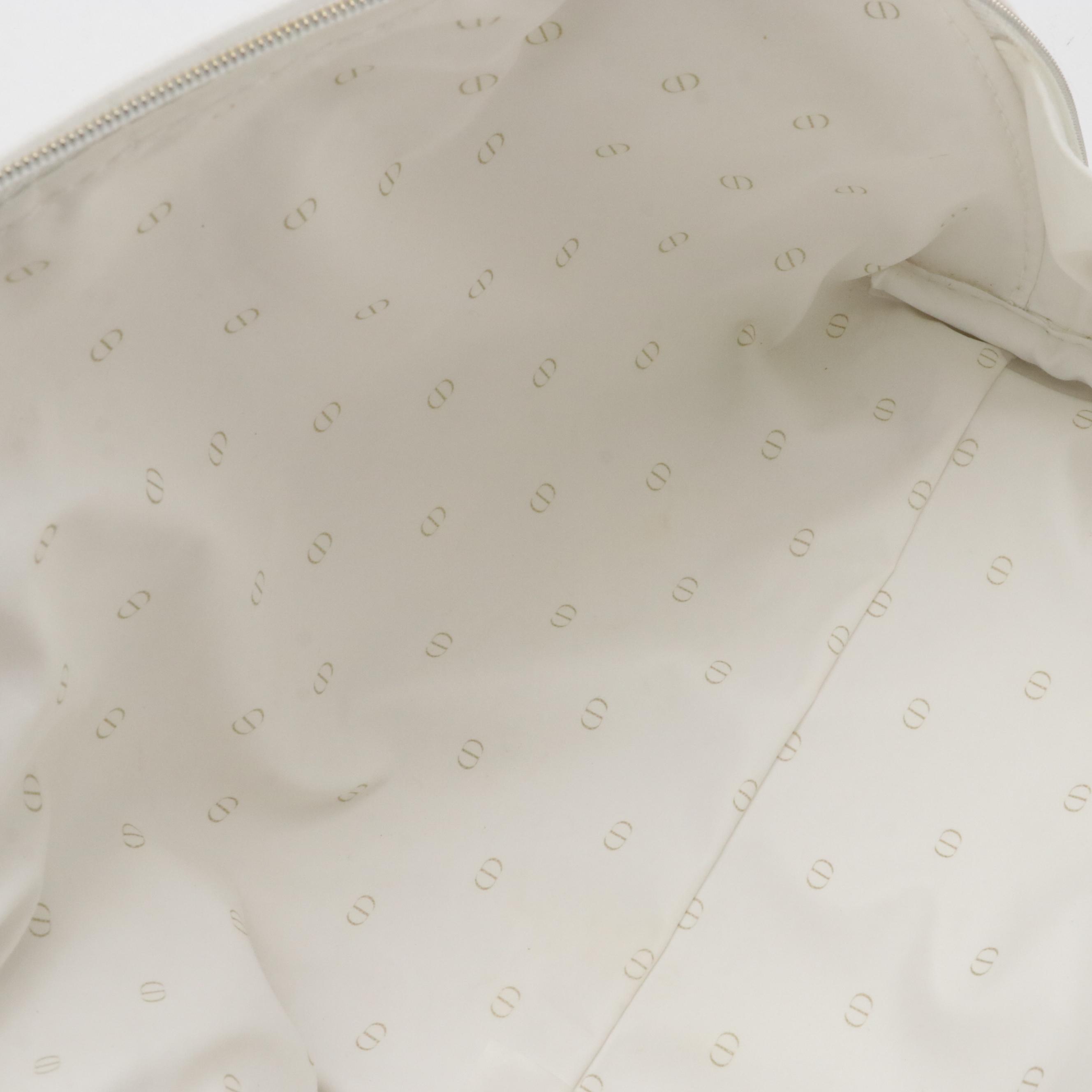 Dior Beauté Cosmetics Pouch in White Synthetic with Stud Details