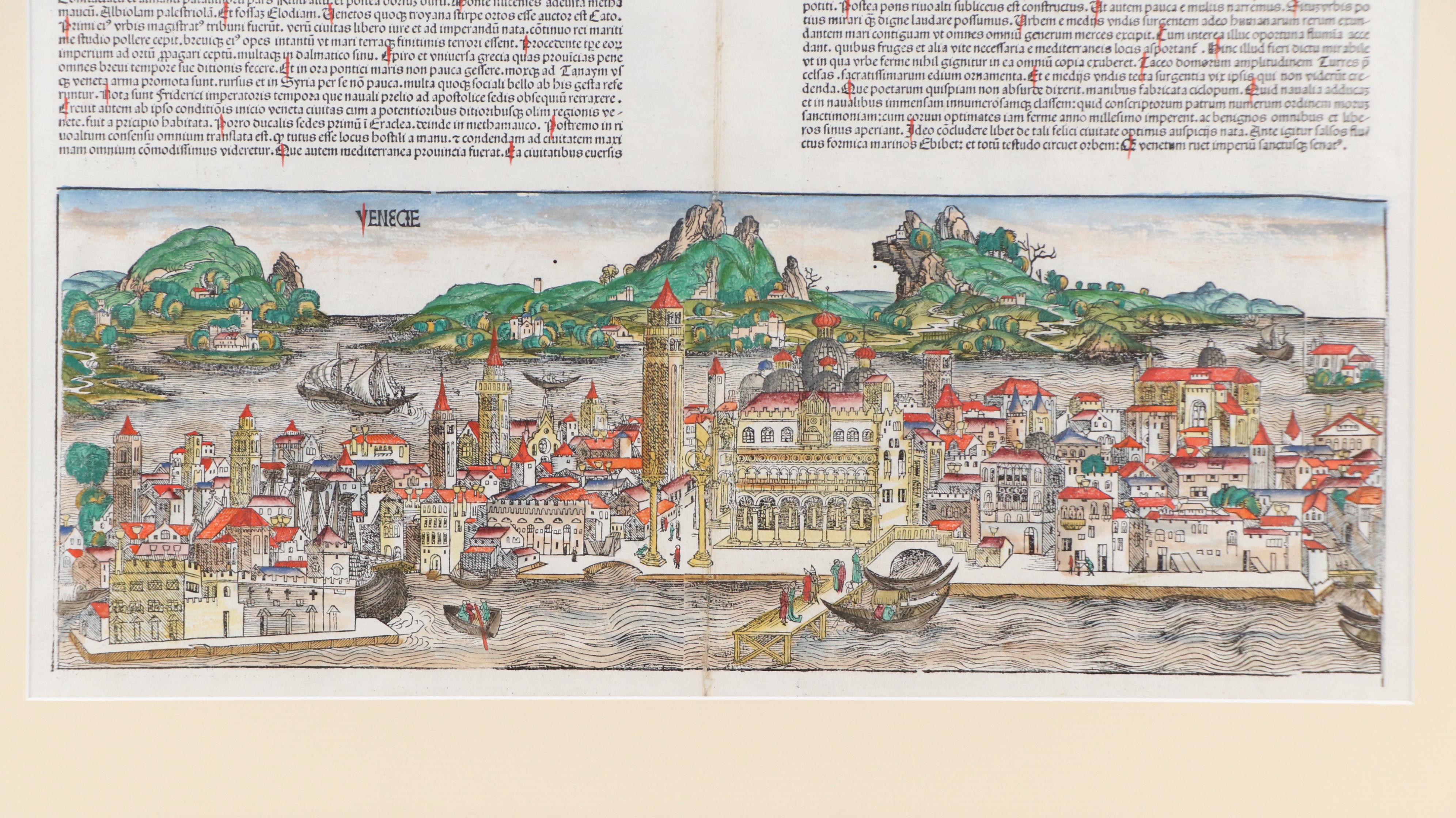 Hand-Colored Latin Manuscript from Hartmann Schedel's "Nuremberg Chronicle"