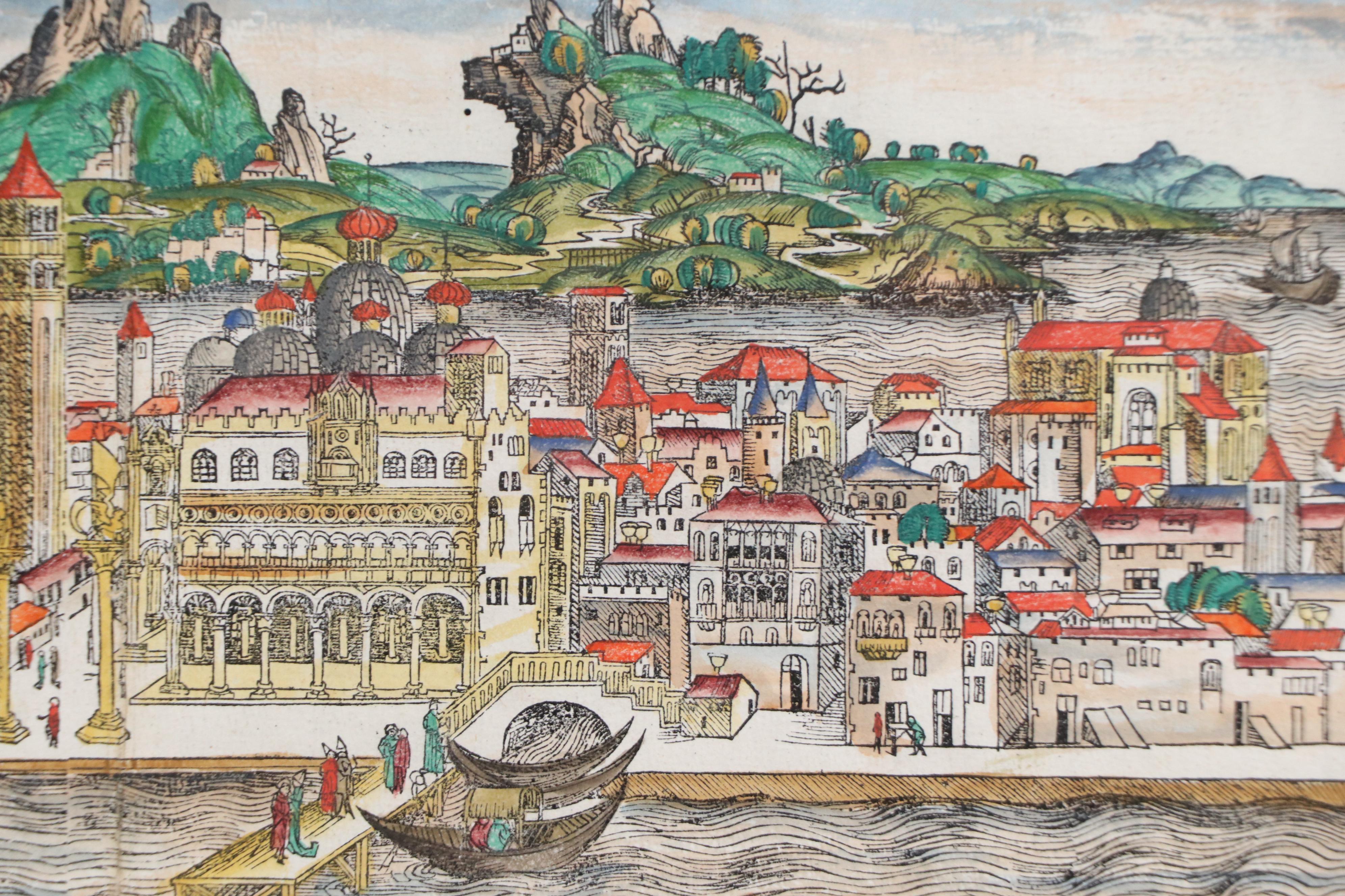 Hand-Colored Latin Manuscript from Hartmann Schedel's "Nuremberg Chronicle"