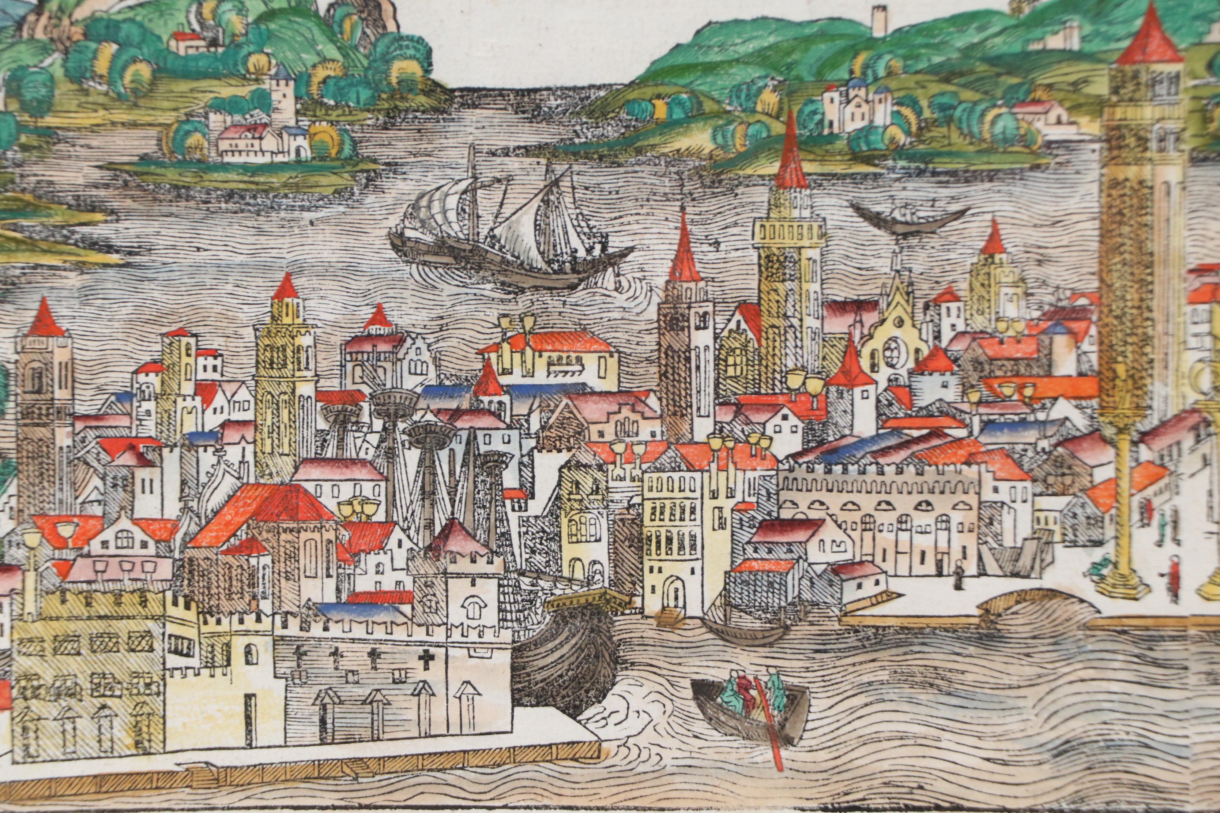 Hand-Colored Latin Manuscript from Hartmann Schedel's "Nuremberg Chronicle"