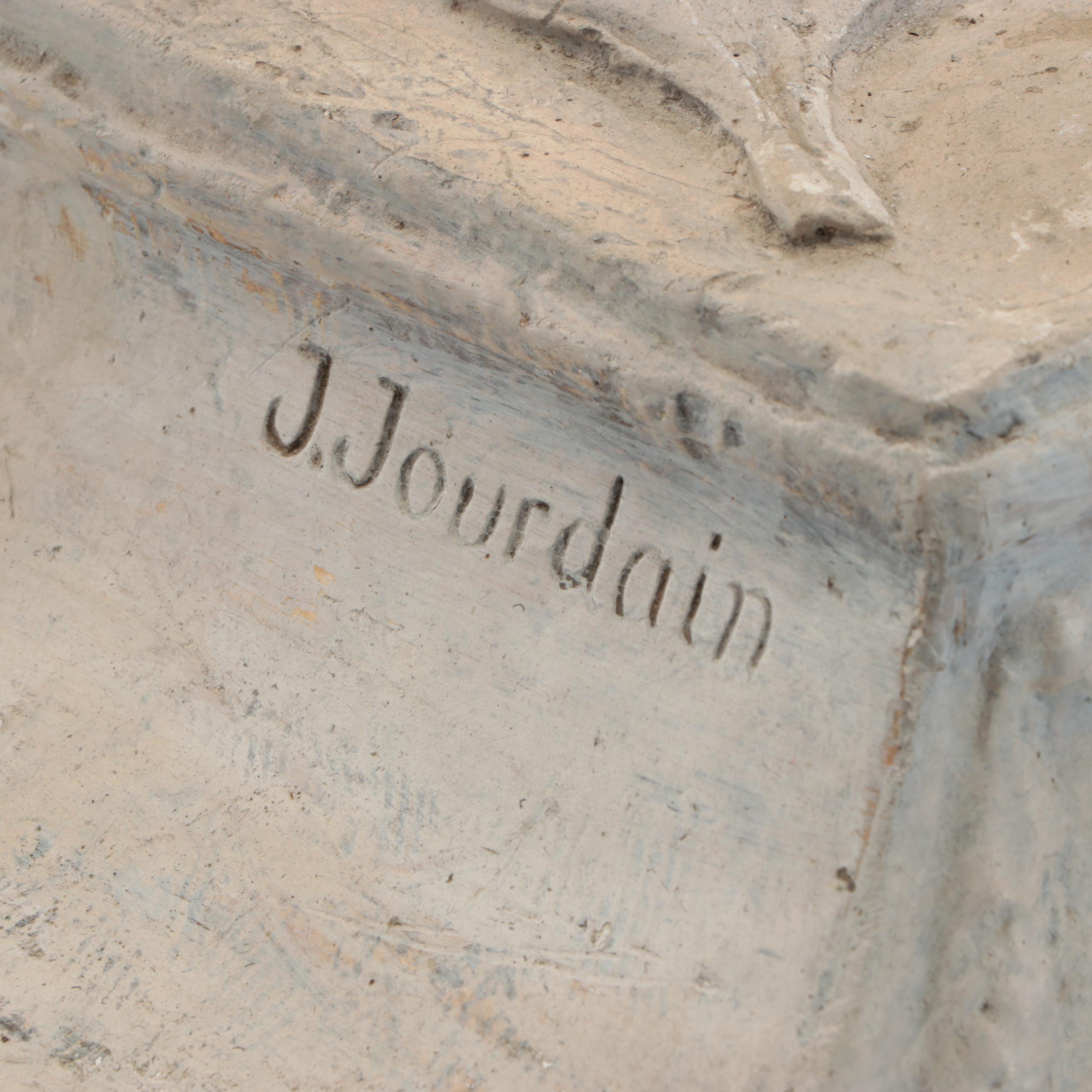 Jules Jourdain Painted Plaster Sculpture of Seated Woman, 19th Century