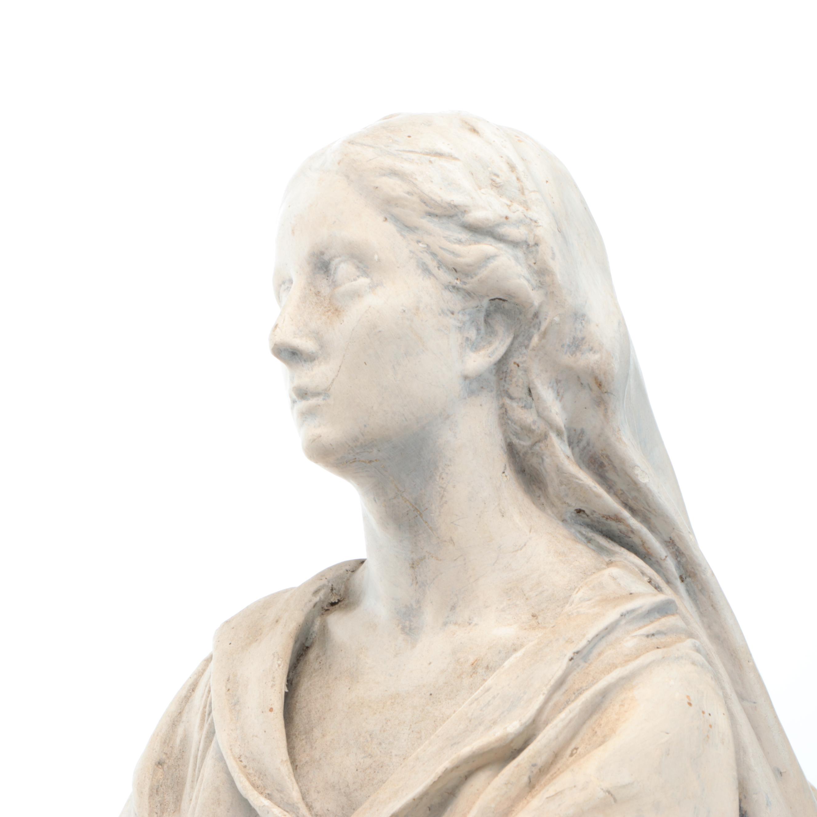 Jules Jourdain Painted Plaster Sculpture of Seated Woman, 19th Century