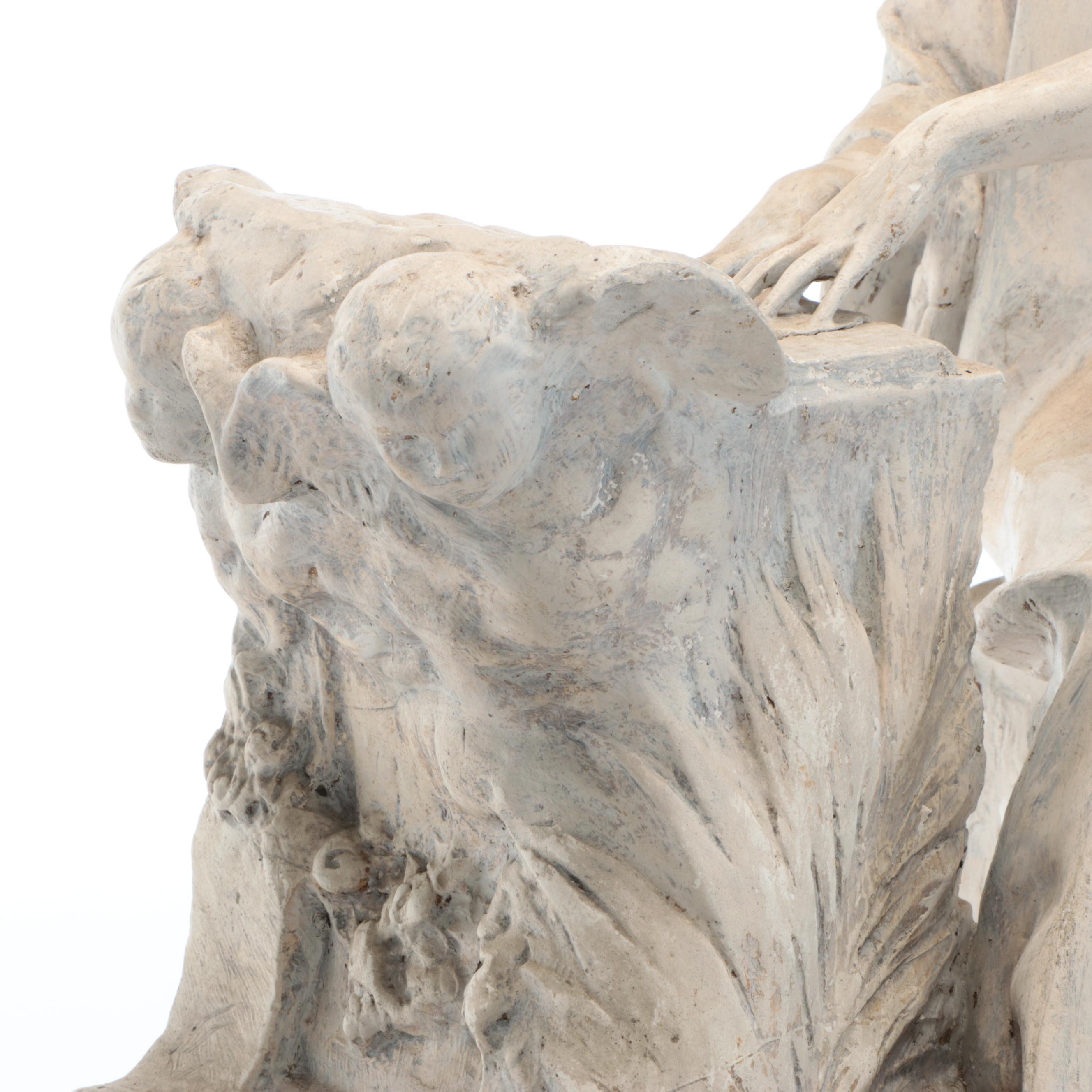 Jules Jourdain Painted Plaster Sculpture of Seated Woman, 19th Century