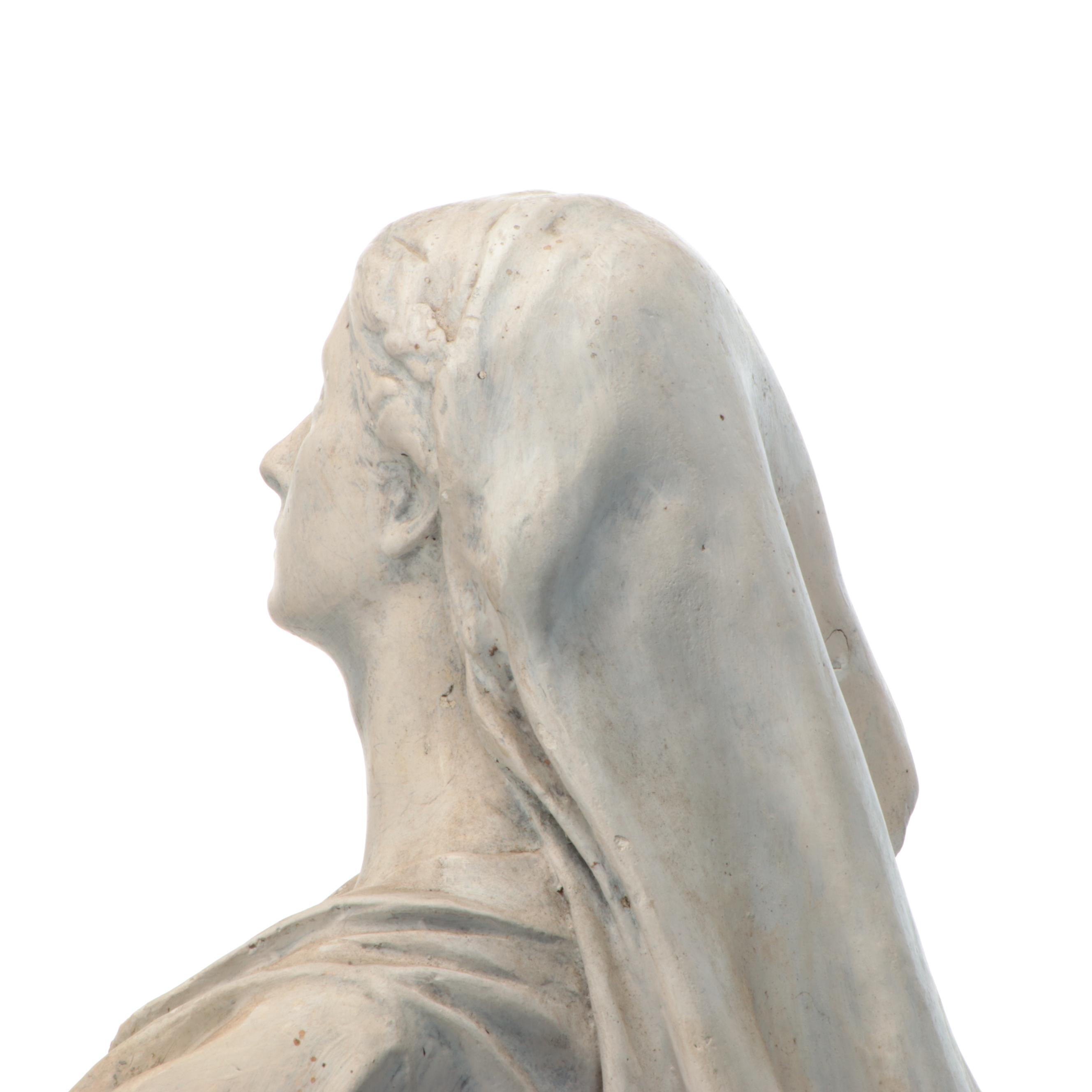 Jules Jourdain Painted Plaster Sculpture of Seated Woman, 19th Century