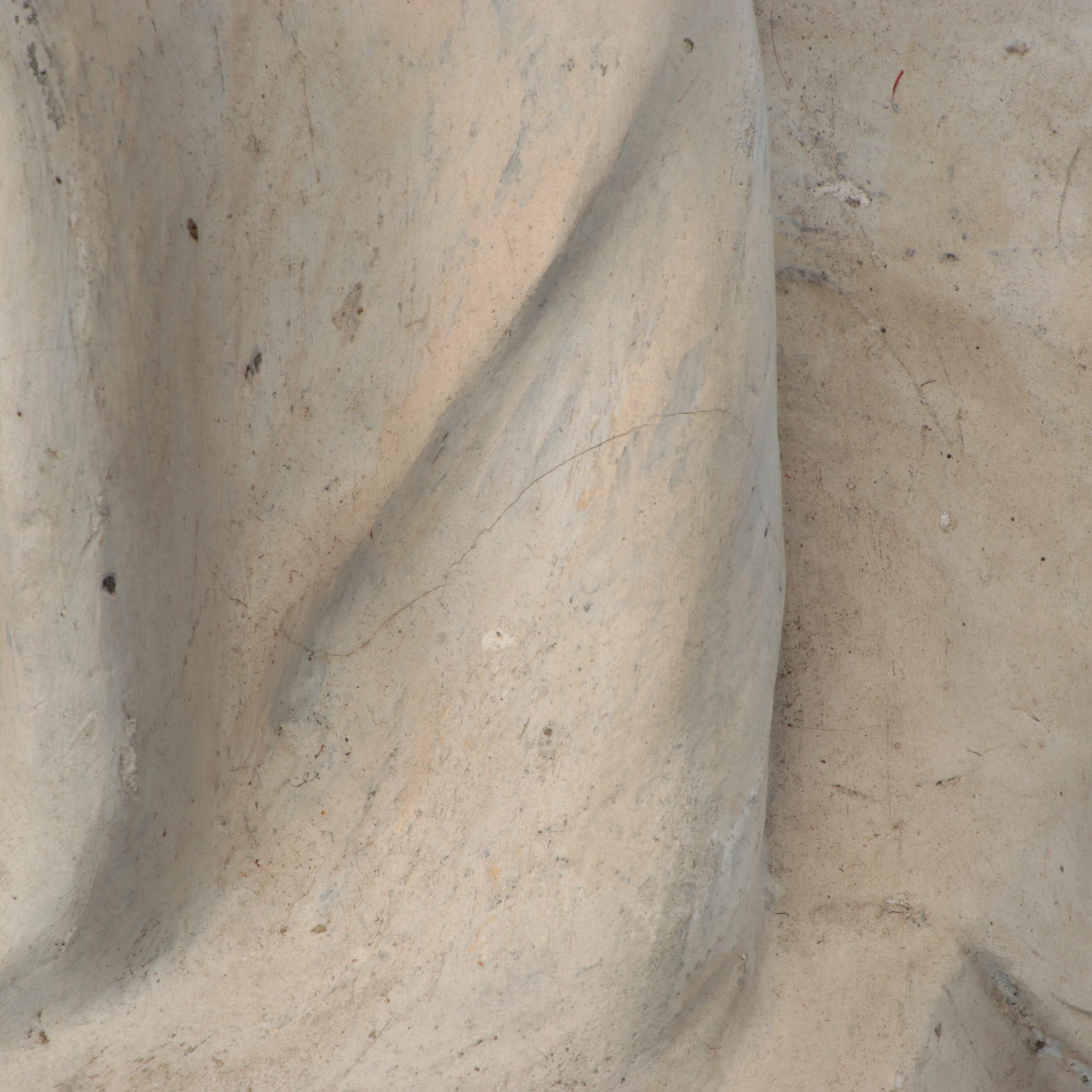 Jules Jourdain Painted Plaster Sculpture of Seated Woman, 19th Century