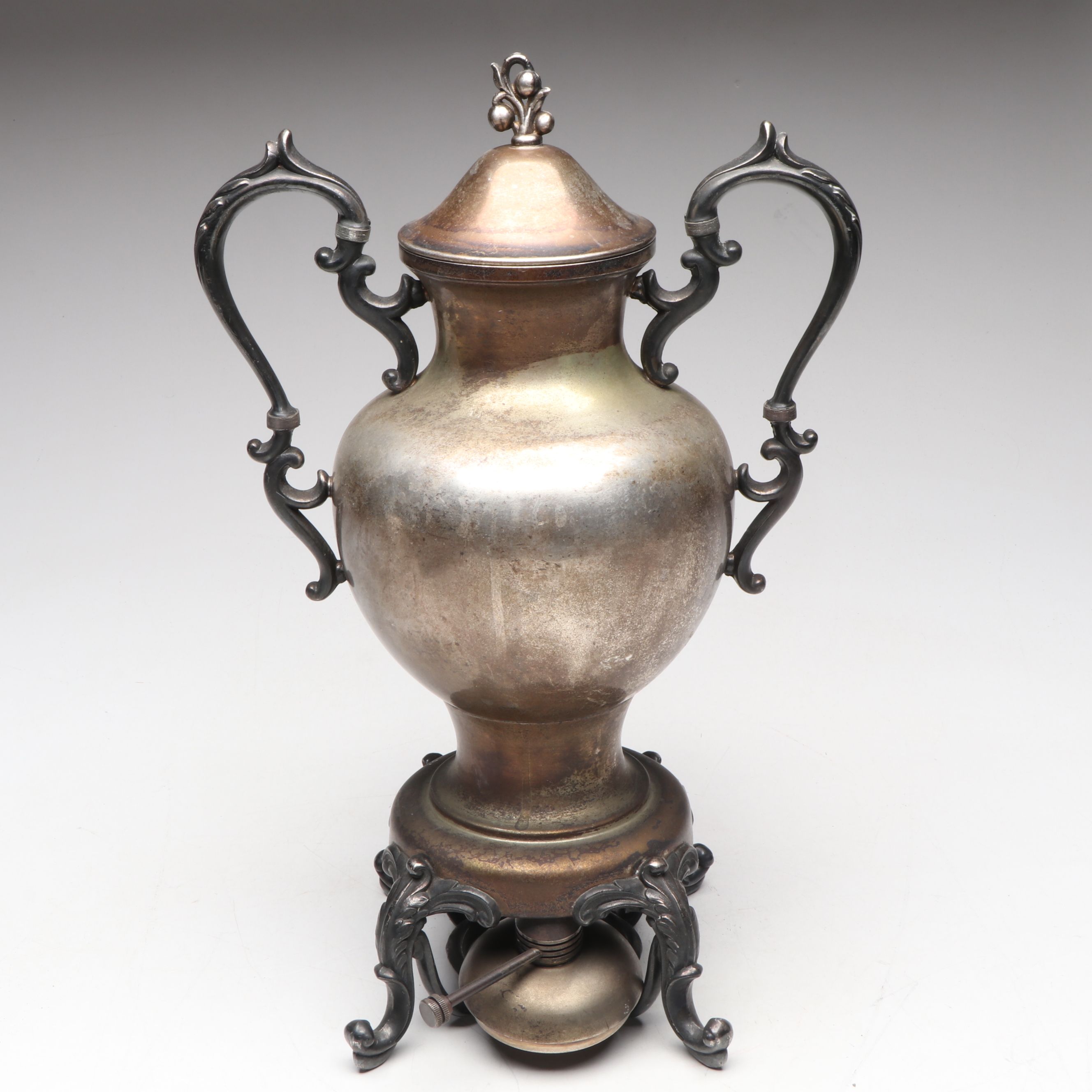 Silver Plated Copper Birmingham Coffee Urn with More Silver Plate Serveware