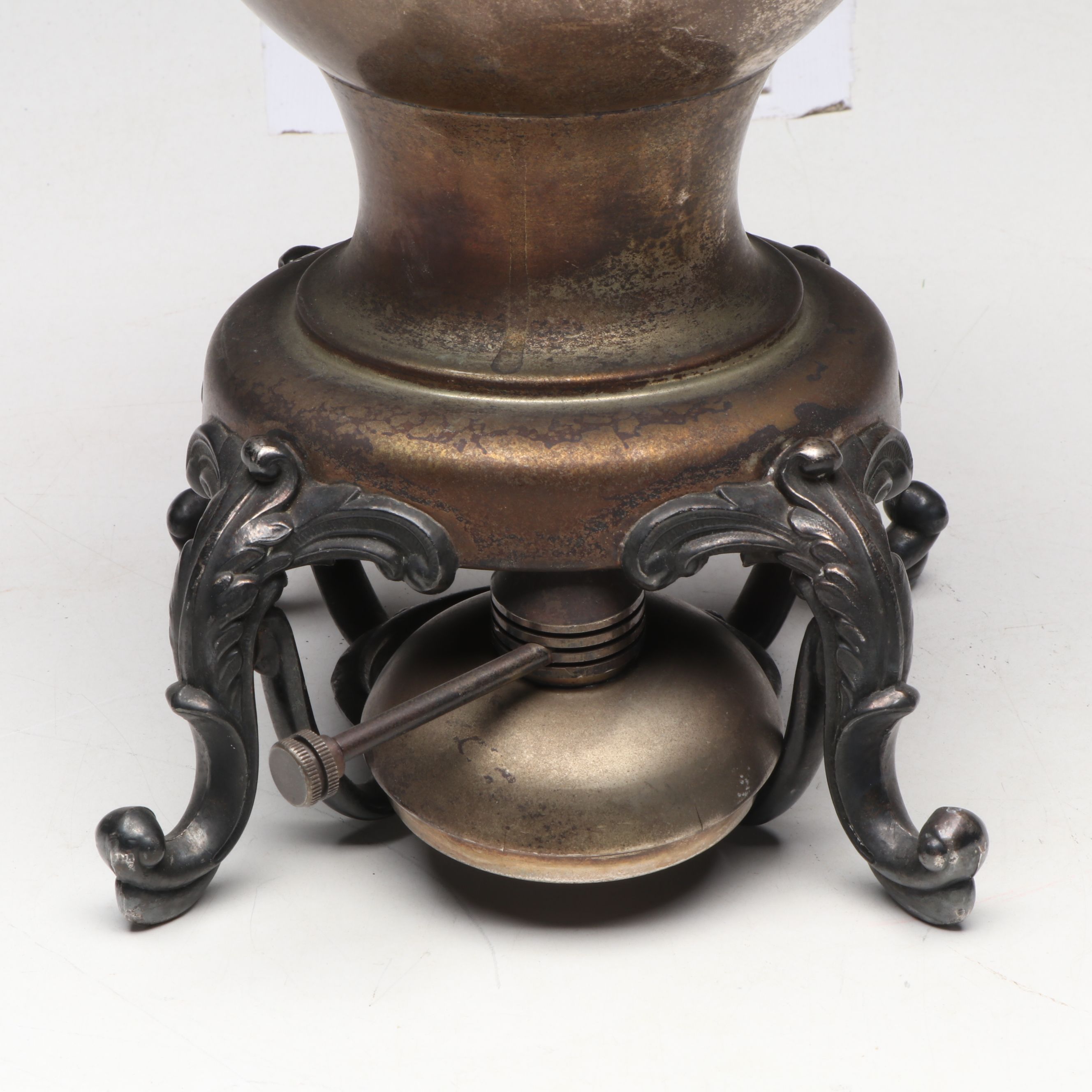 Silver Plated Copper Birmingham Coffee Urn with More Silver Plate Serveware