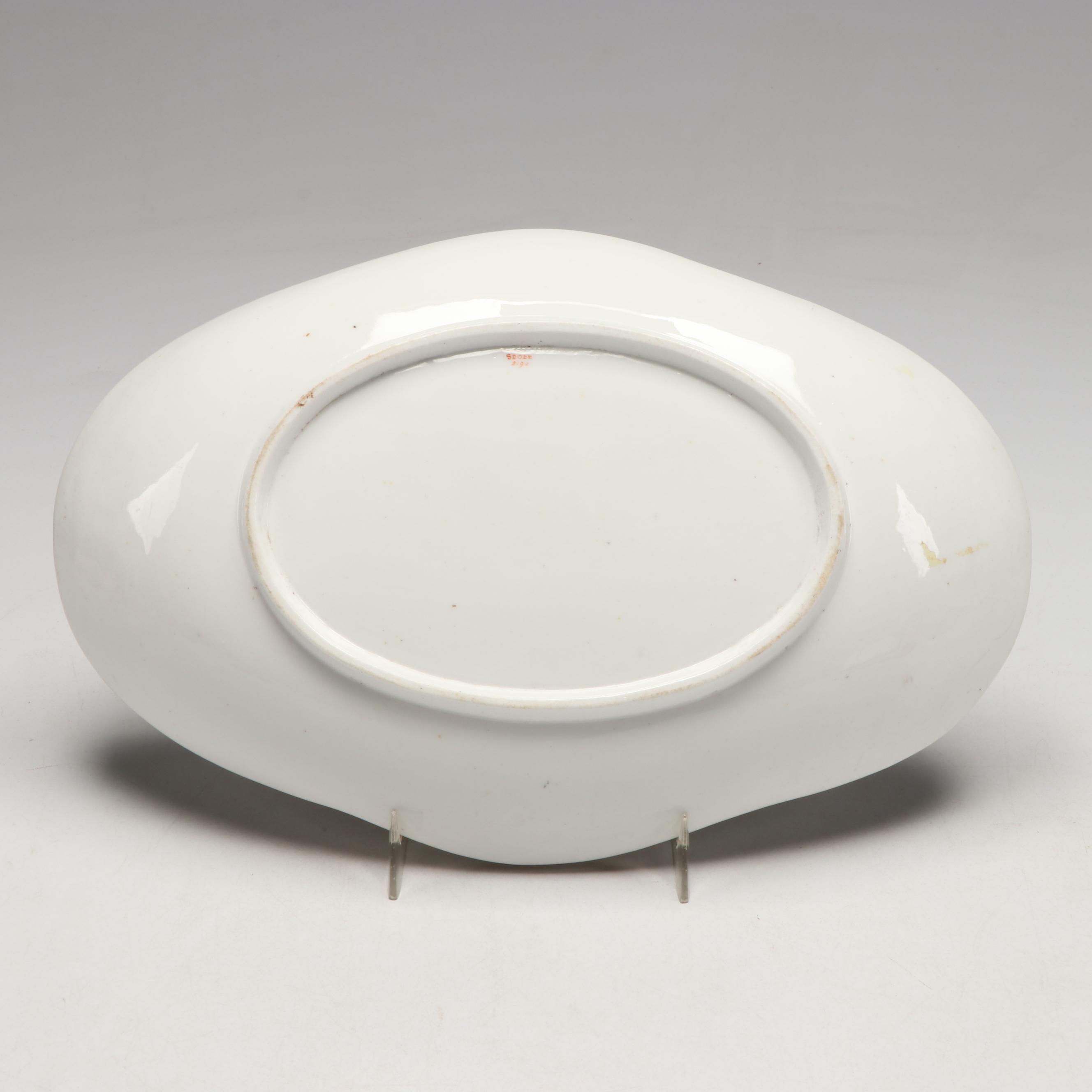 Spode Georgian Bone China Hand-Painted Oval Dishes with Embossed Floral Sprays