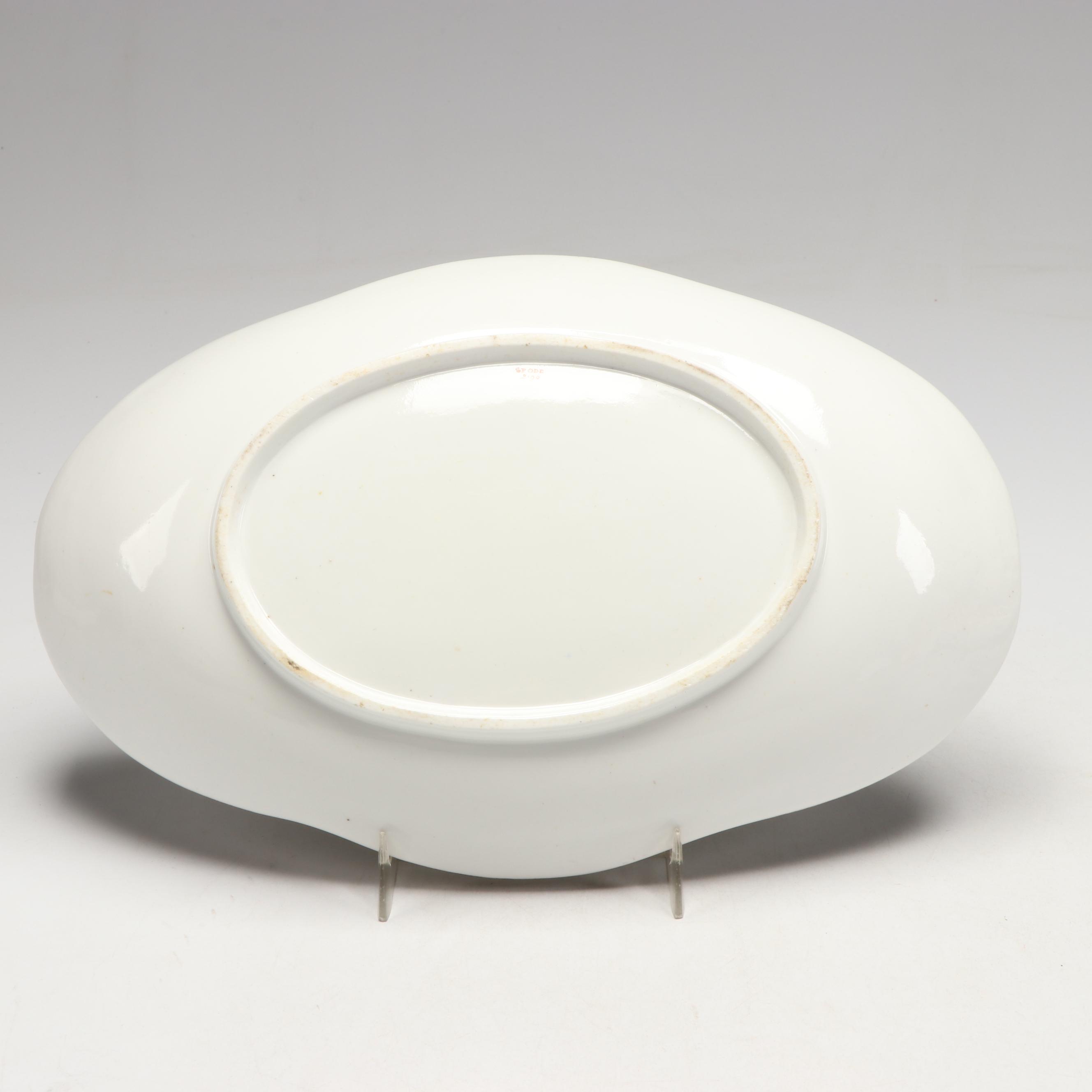 Spode Georgian Bone China Hand-Painted Oval Dishes with Embossed Floral Sprays