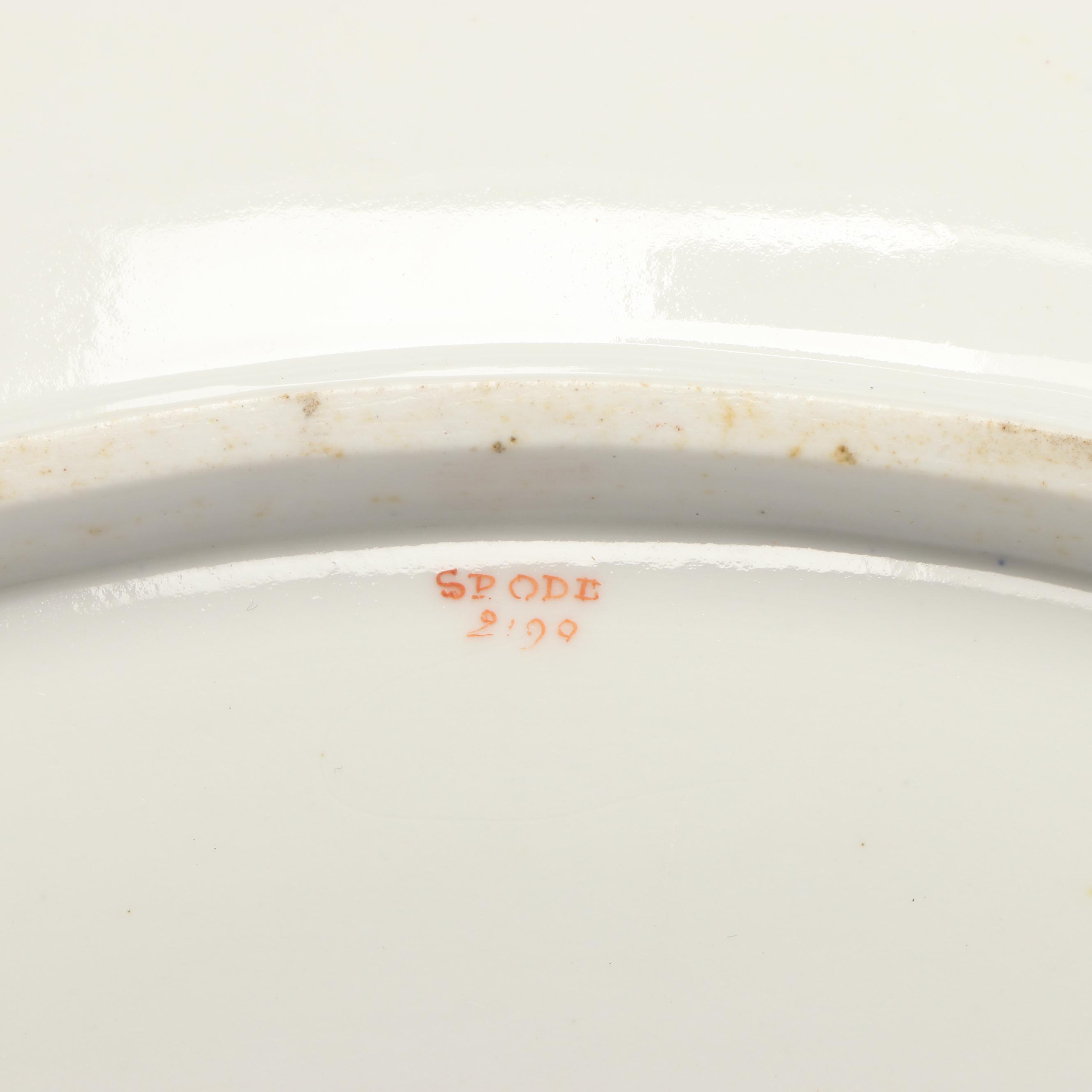 Spode Georgian Bone China Hand-Painted Oval Dishes with Embossed Floral Sprays