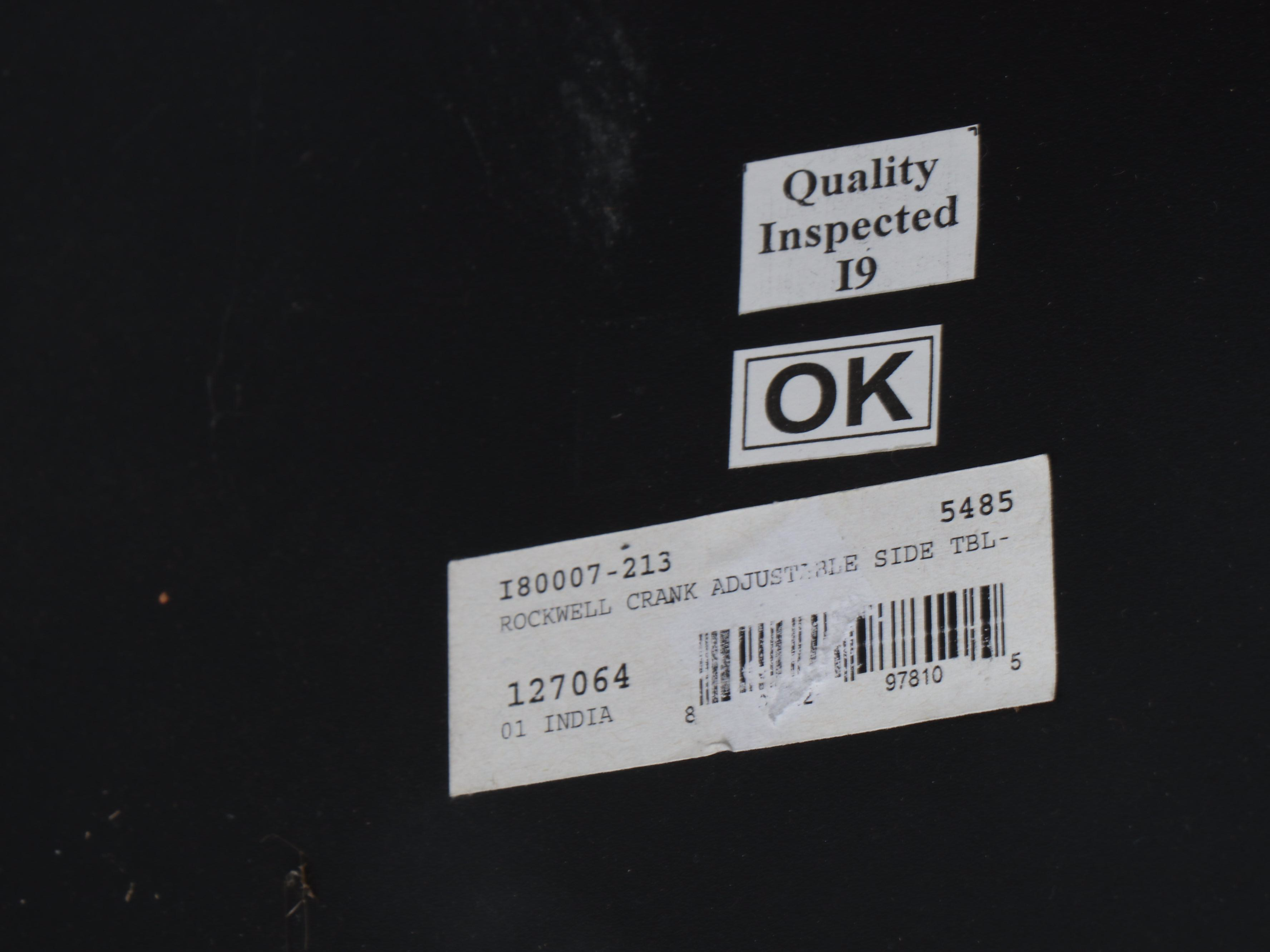 Black Painted Rockwell Crank Adjusted Table