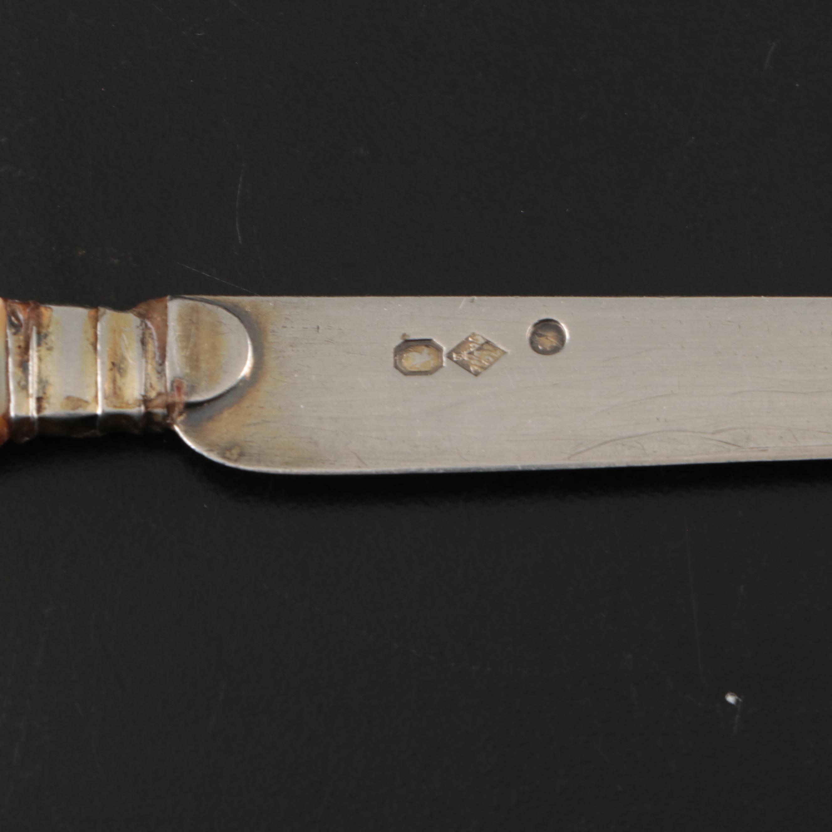 Tiffany & Co. Sterling Pill Case, Dunhill Sylphide Lighter and MOP Letter Opener