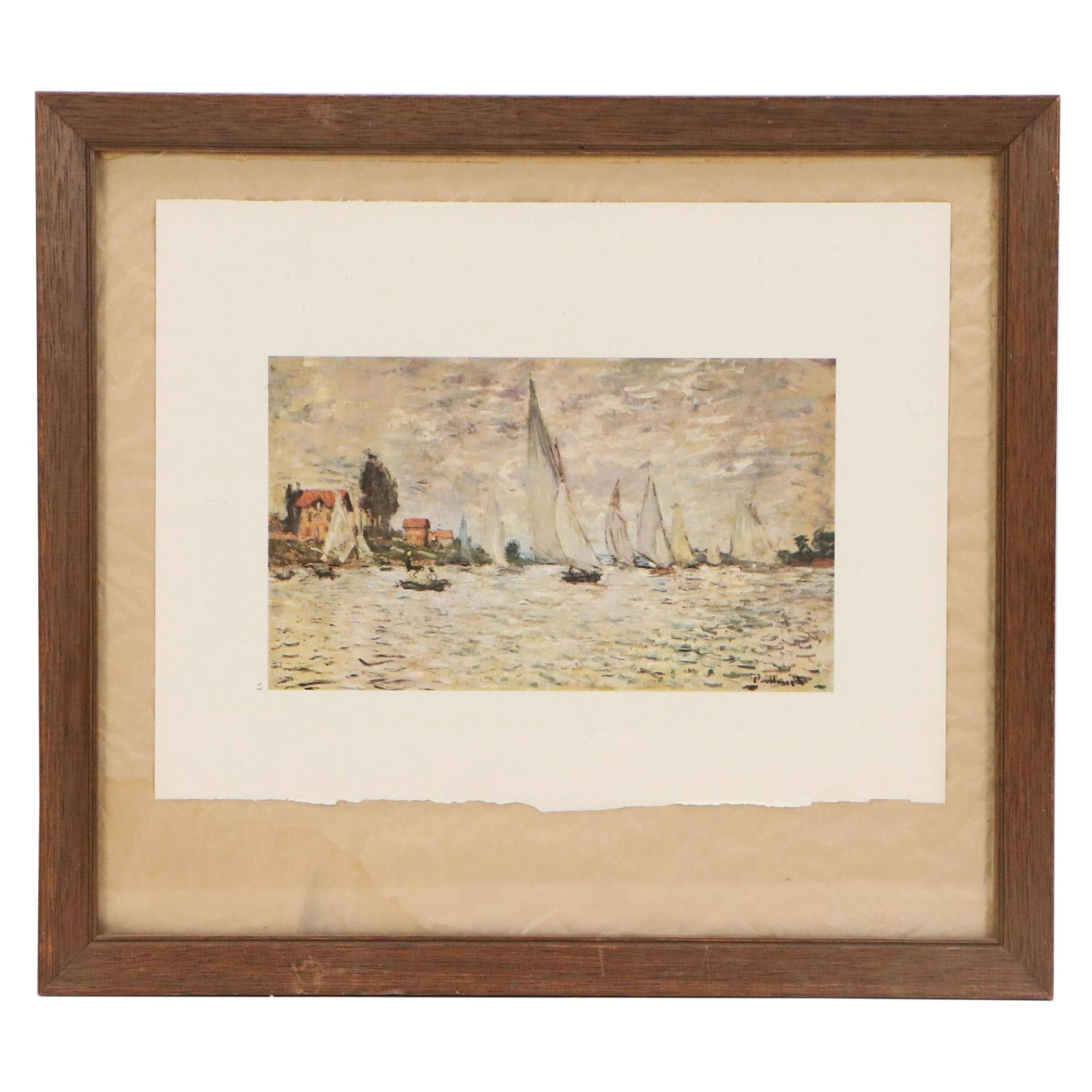After Claude Monet Offset Lithograph "Régates à Argenteuil," Late 20th Century