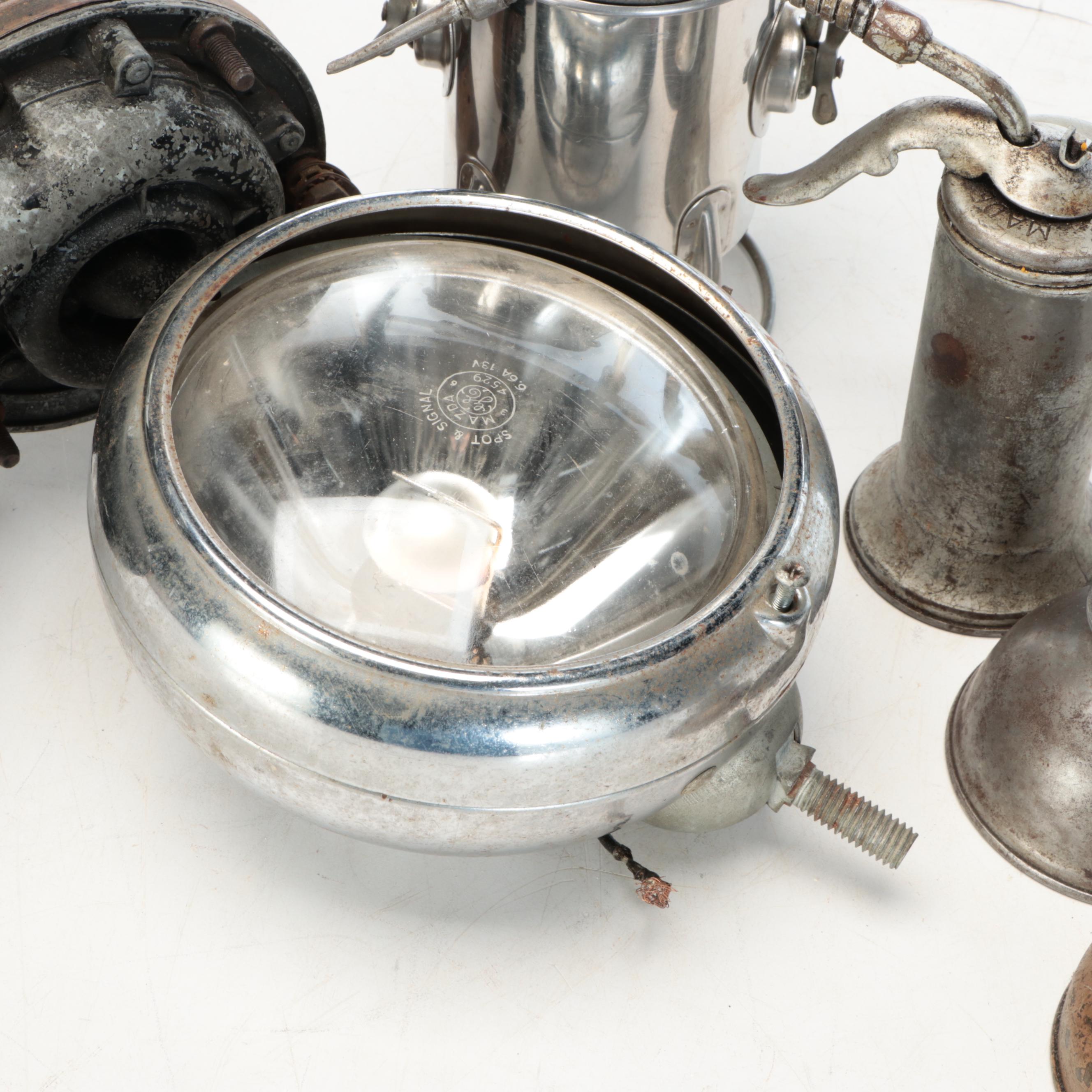 Conger Lantern with General Electric Spot Lights and Oil Funnels and Can