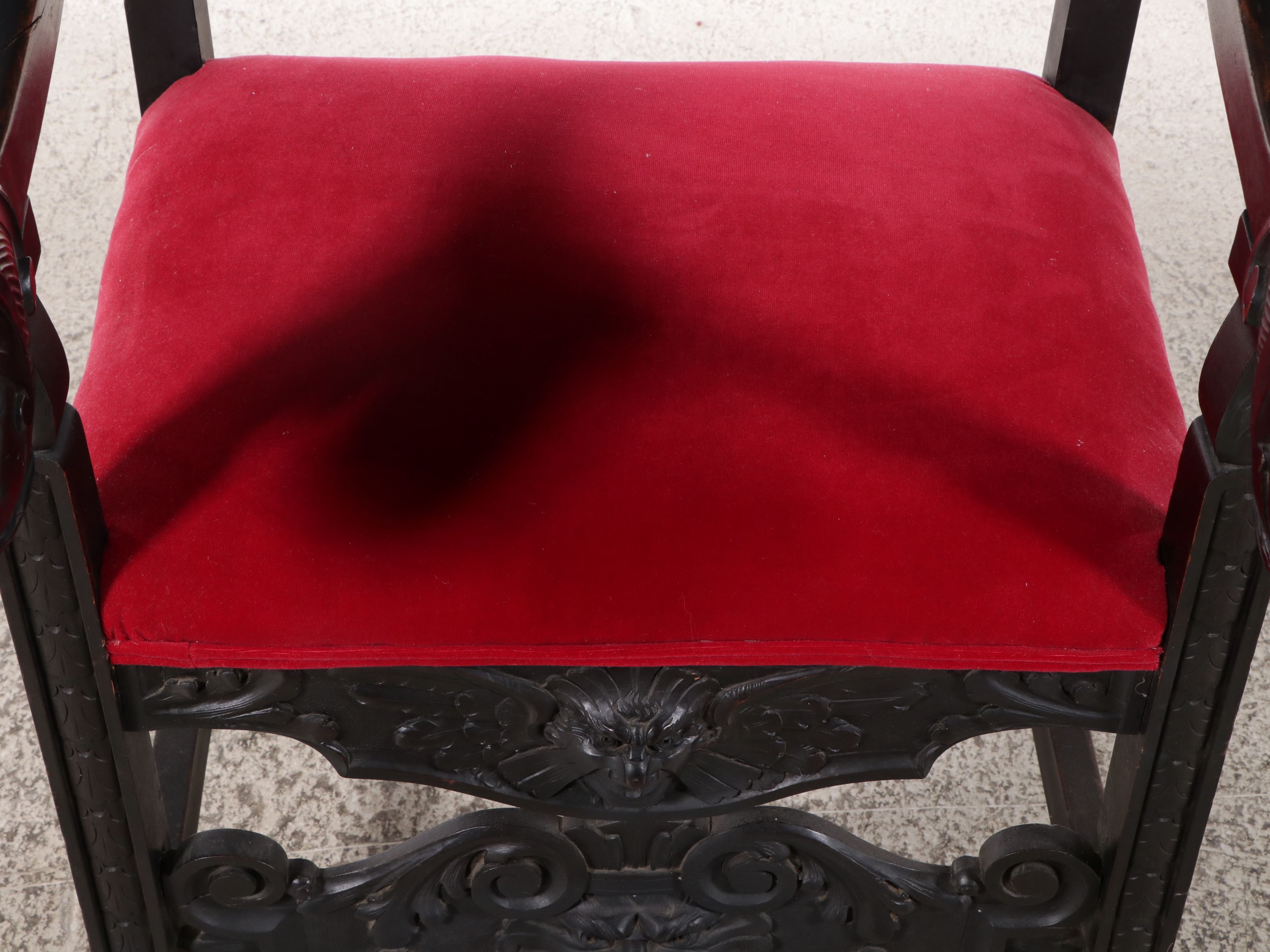 German Renaissance Revival Carved Armchair Depicting St. George and the Dragon