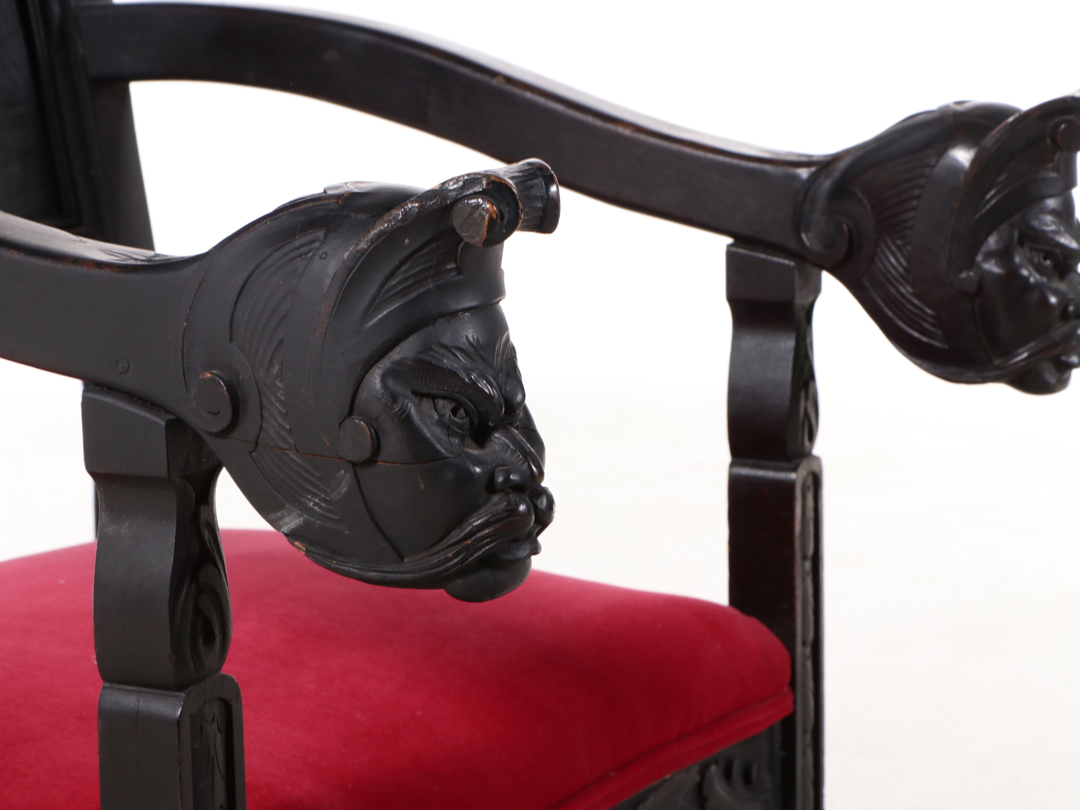 German Renaissance Revival Carved Armchair Depicting St. George and the Dragon