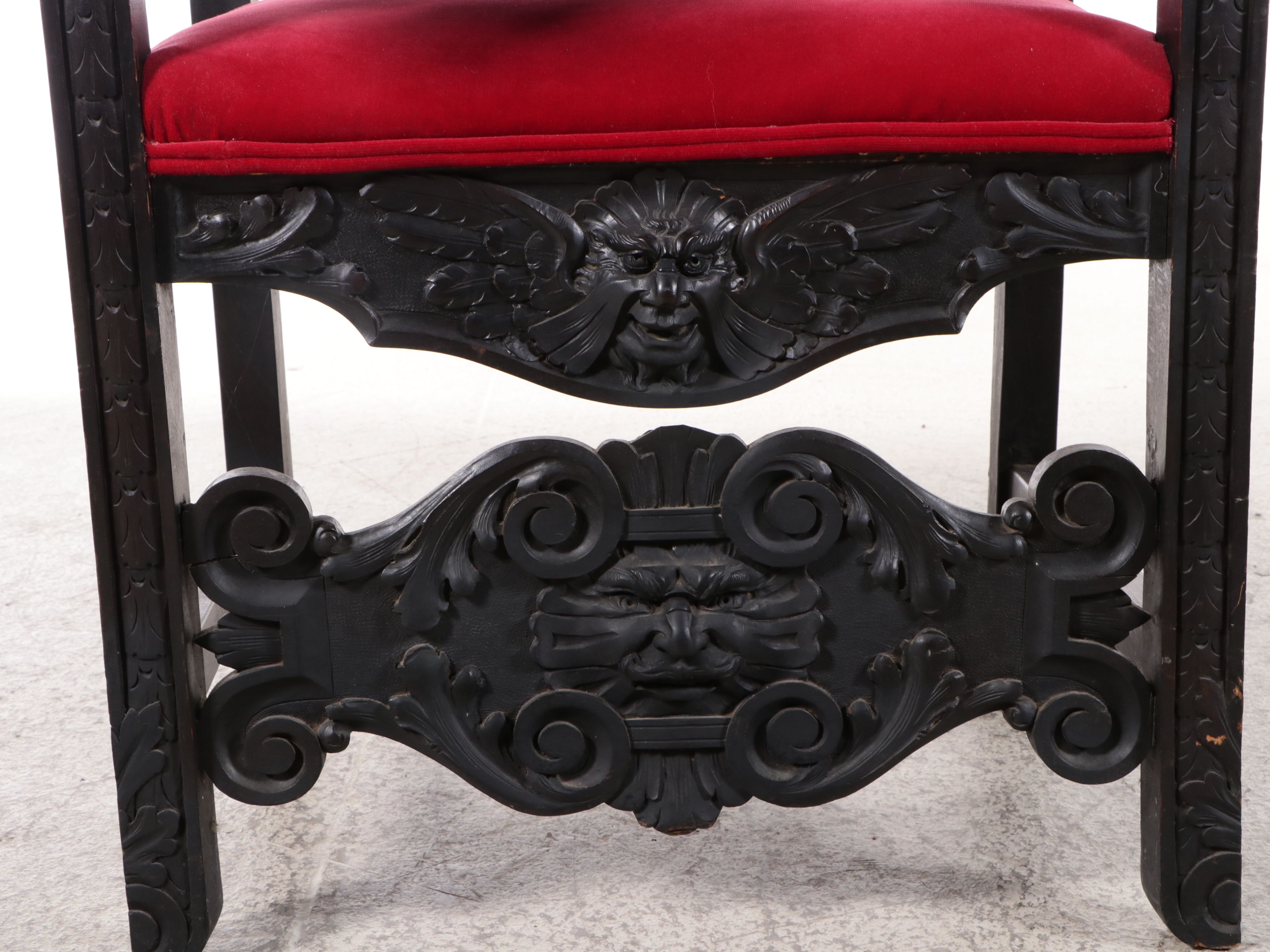 German Renaissance Revival Carved Armchair Depicting St. George and the Dragon