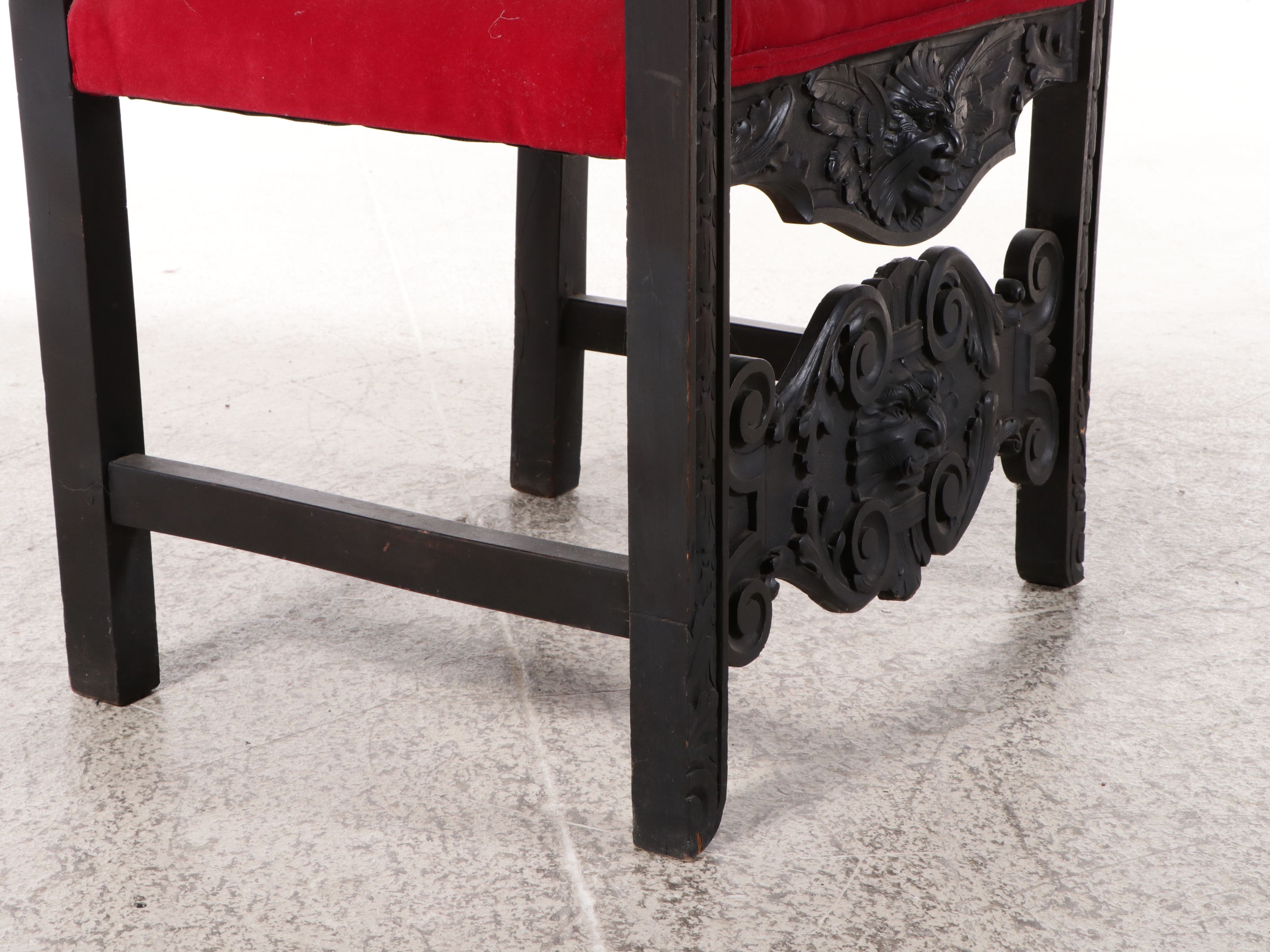 German Renaissance Revival Carved Armchair Depicting St. George and the Dragon