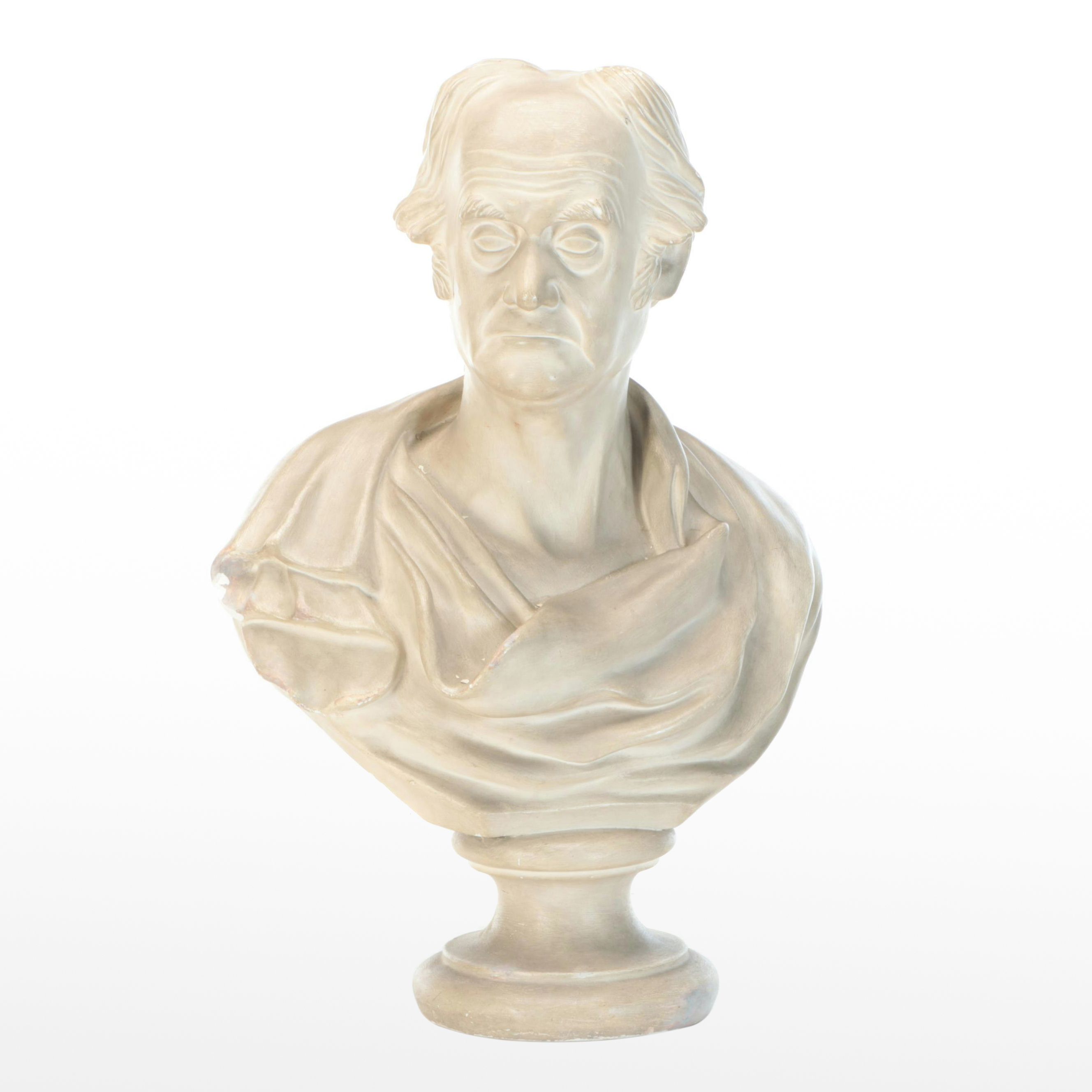 Joanna Quiner Painted Cast Plaster Bust of Man "Robert Rantoul," Circa 1841