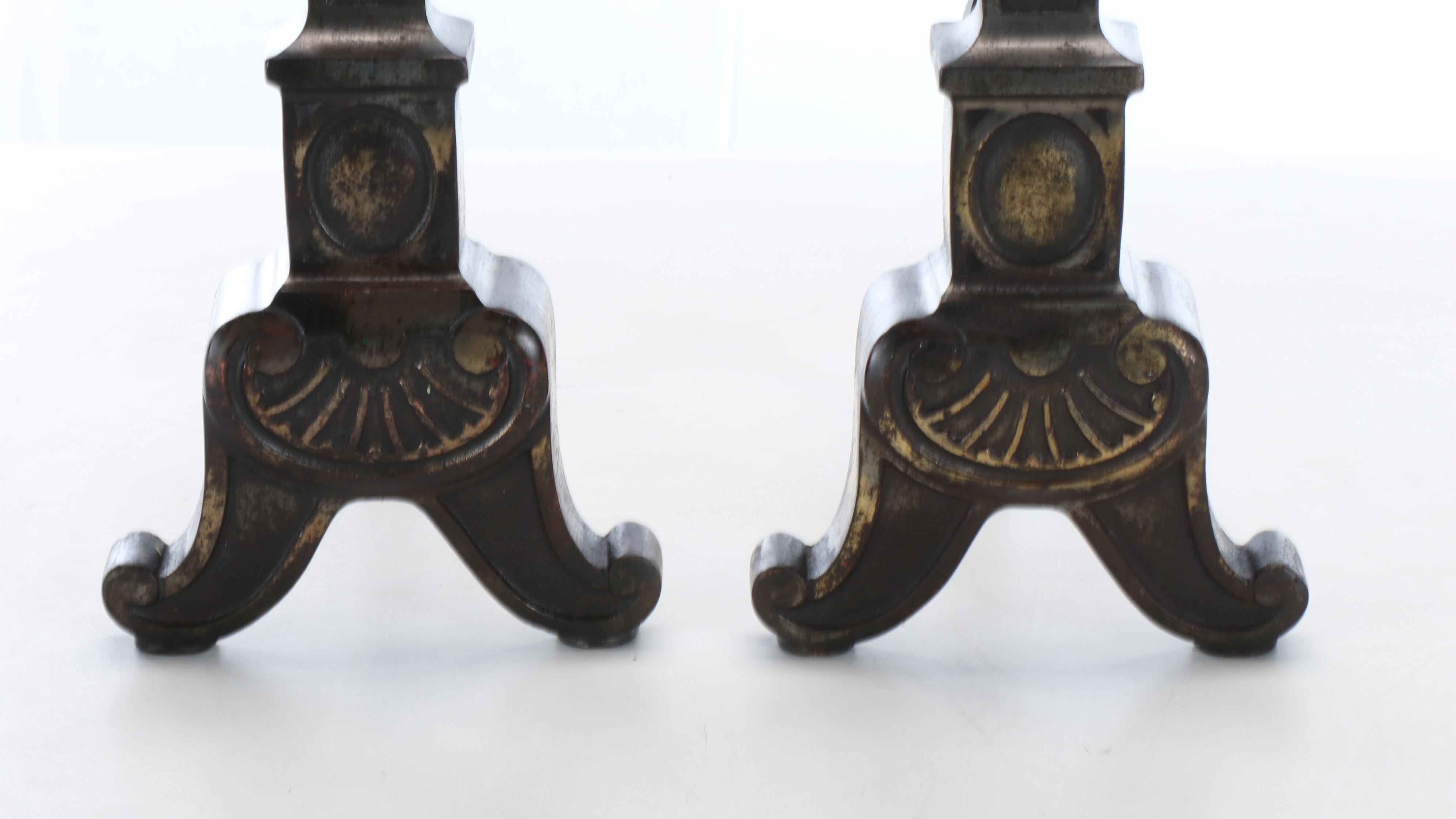 Brass Finish Metal Andirons