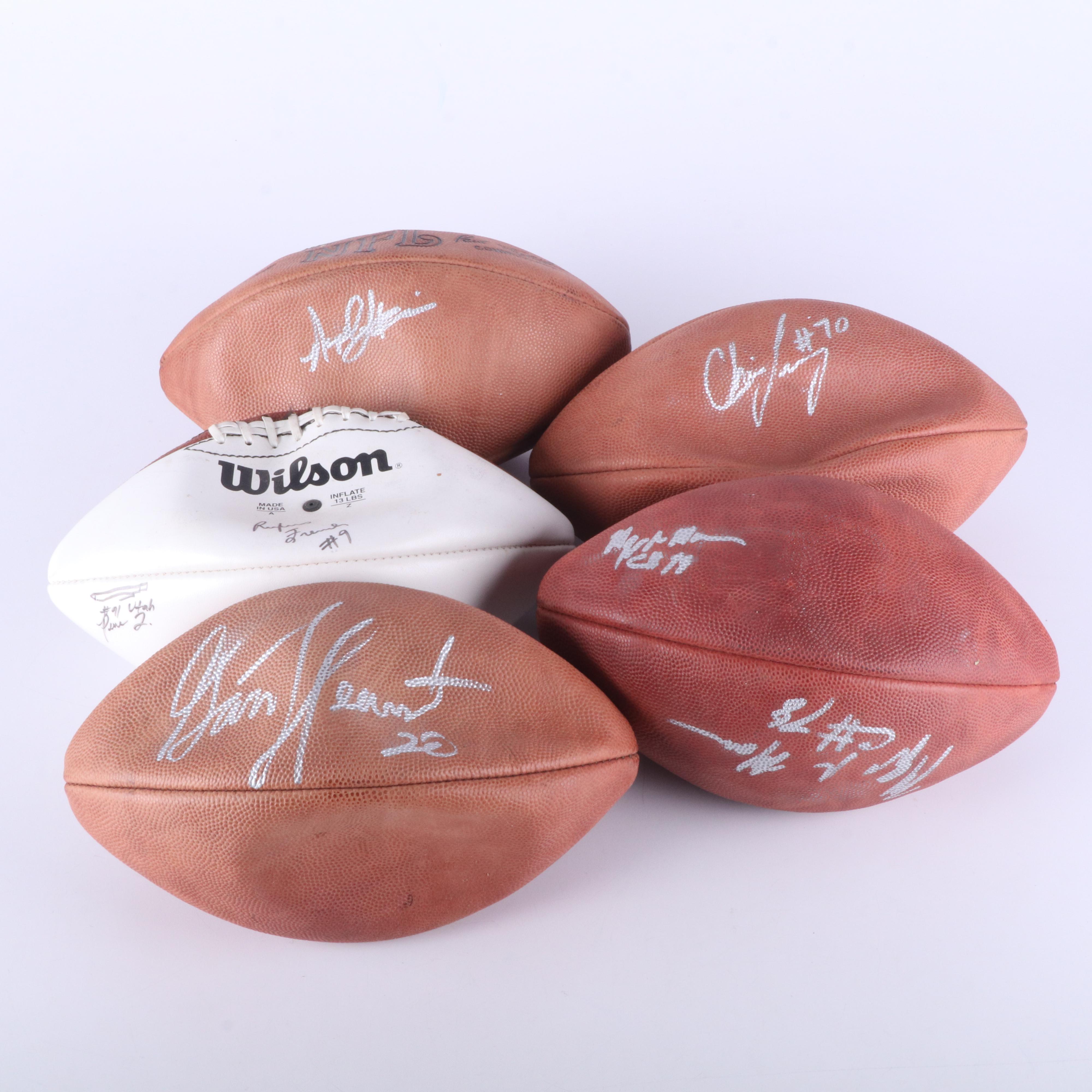 Five Signed Footballs, Including Rufus French Signature