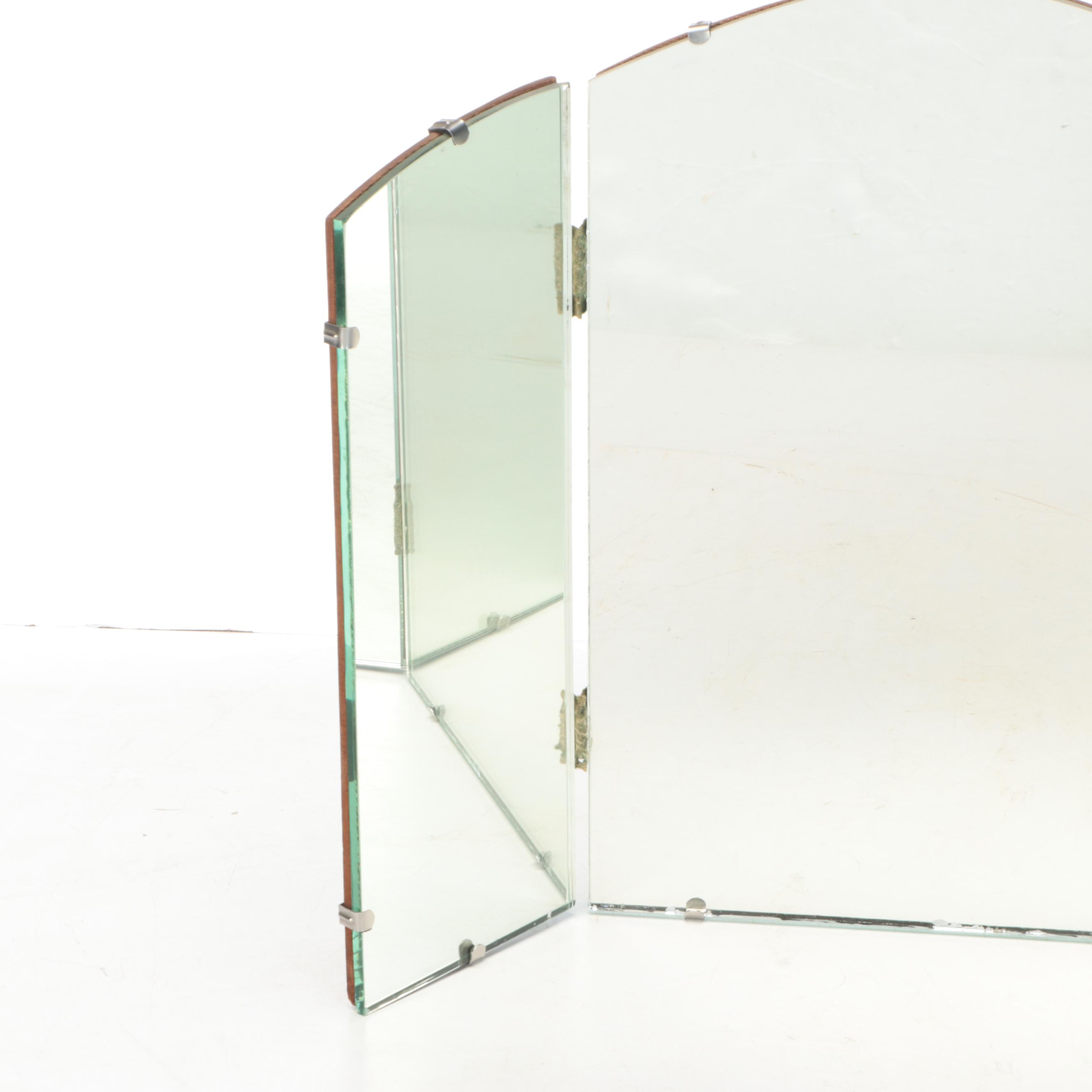 Tri-Paneled Glass Vanity Mirror
