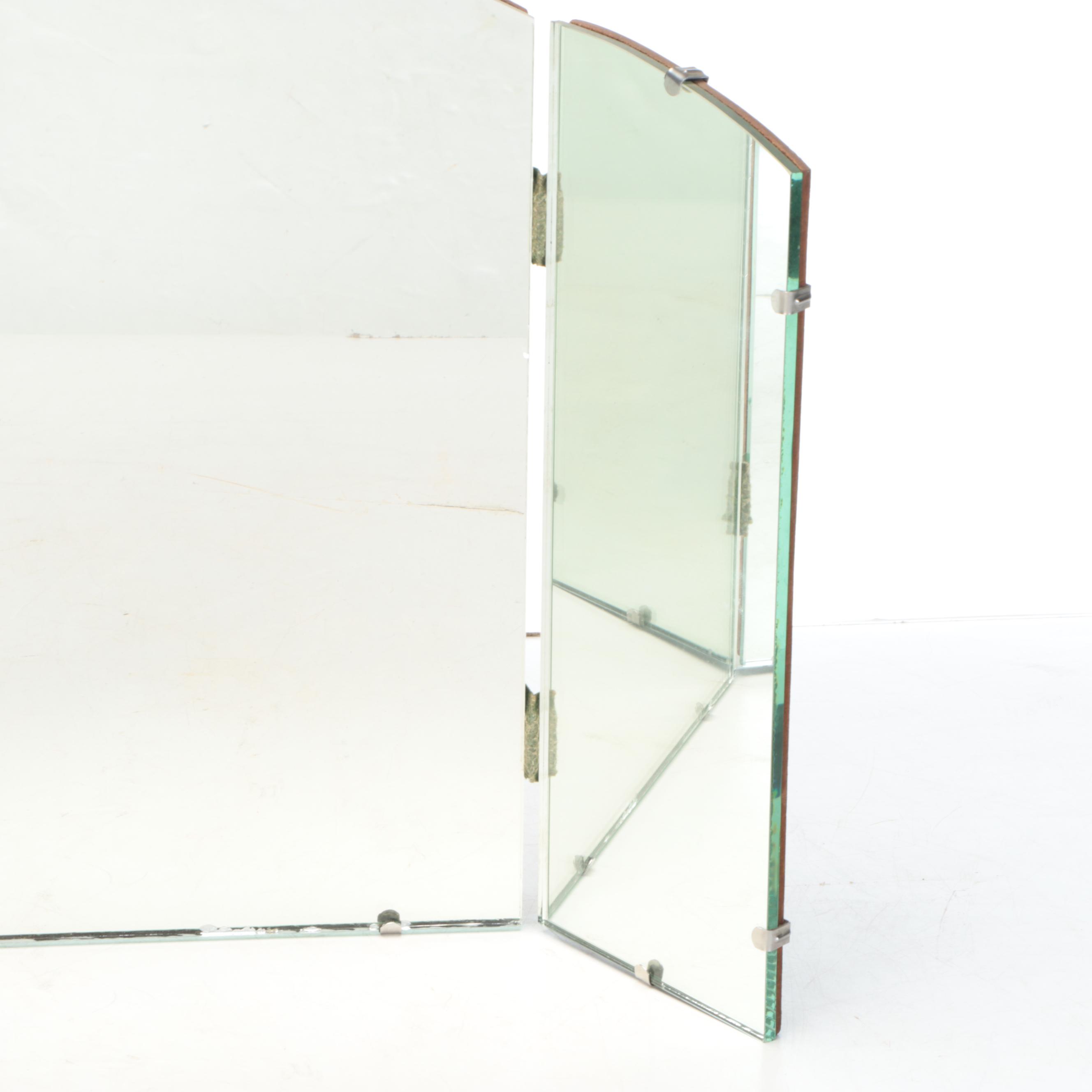 Tri-Paneled Glass Vanity Mirror