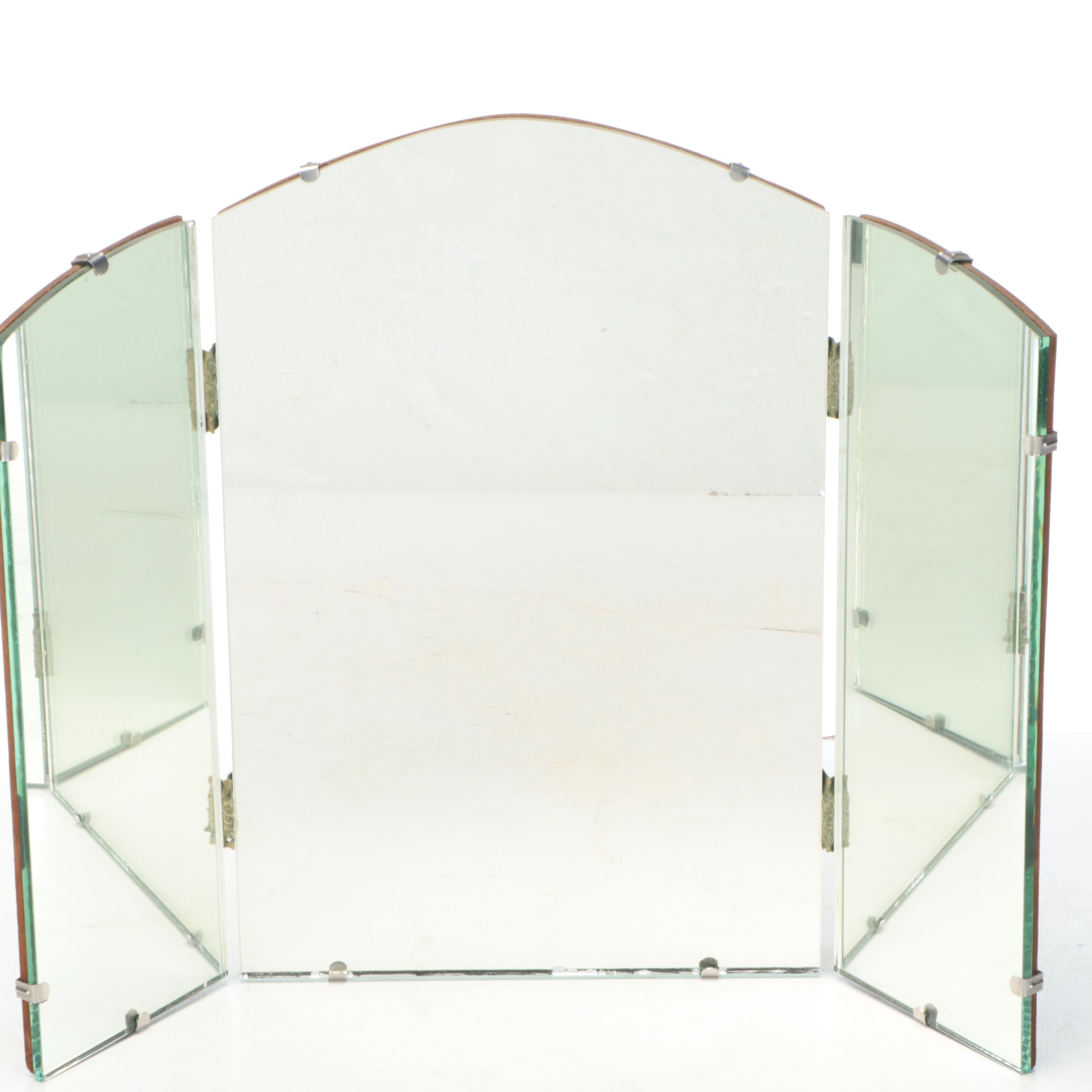 Tri-Paneled Glass Vanity Mirror