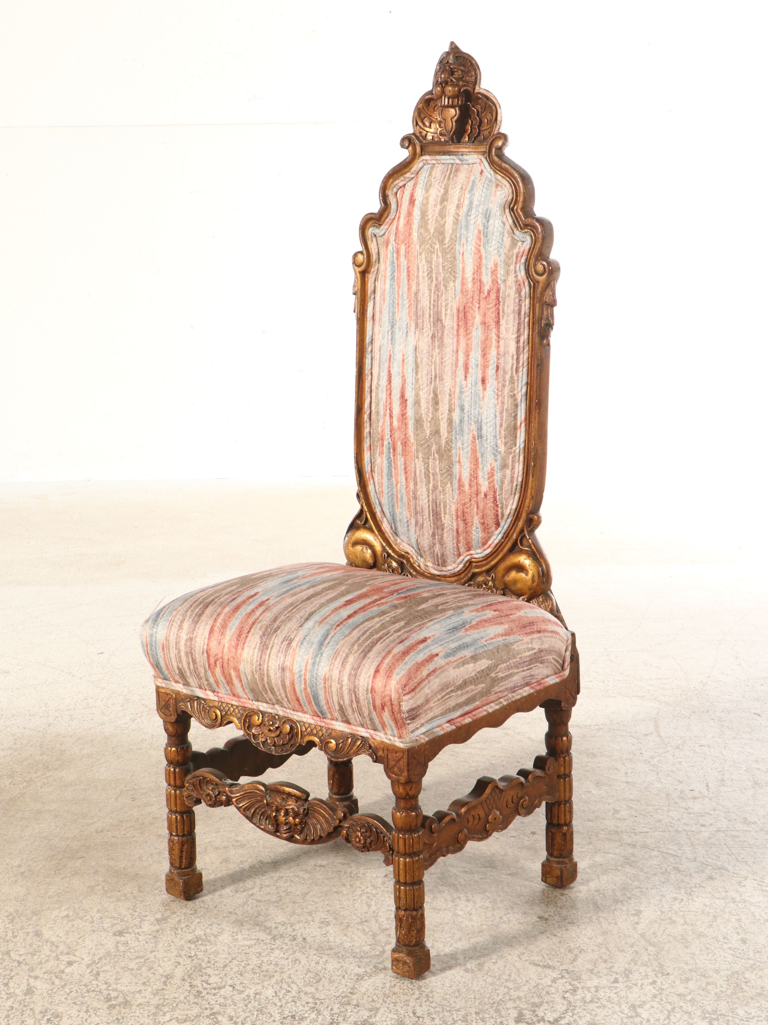 Four William & Mary Style Carved Dining Chairs, Late 19th to Early 20th Century