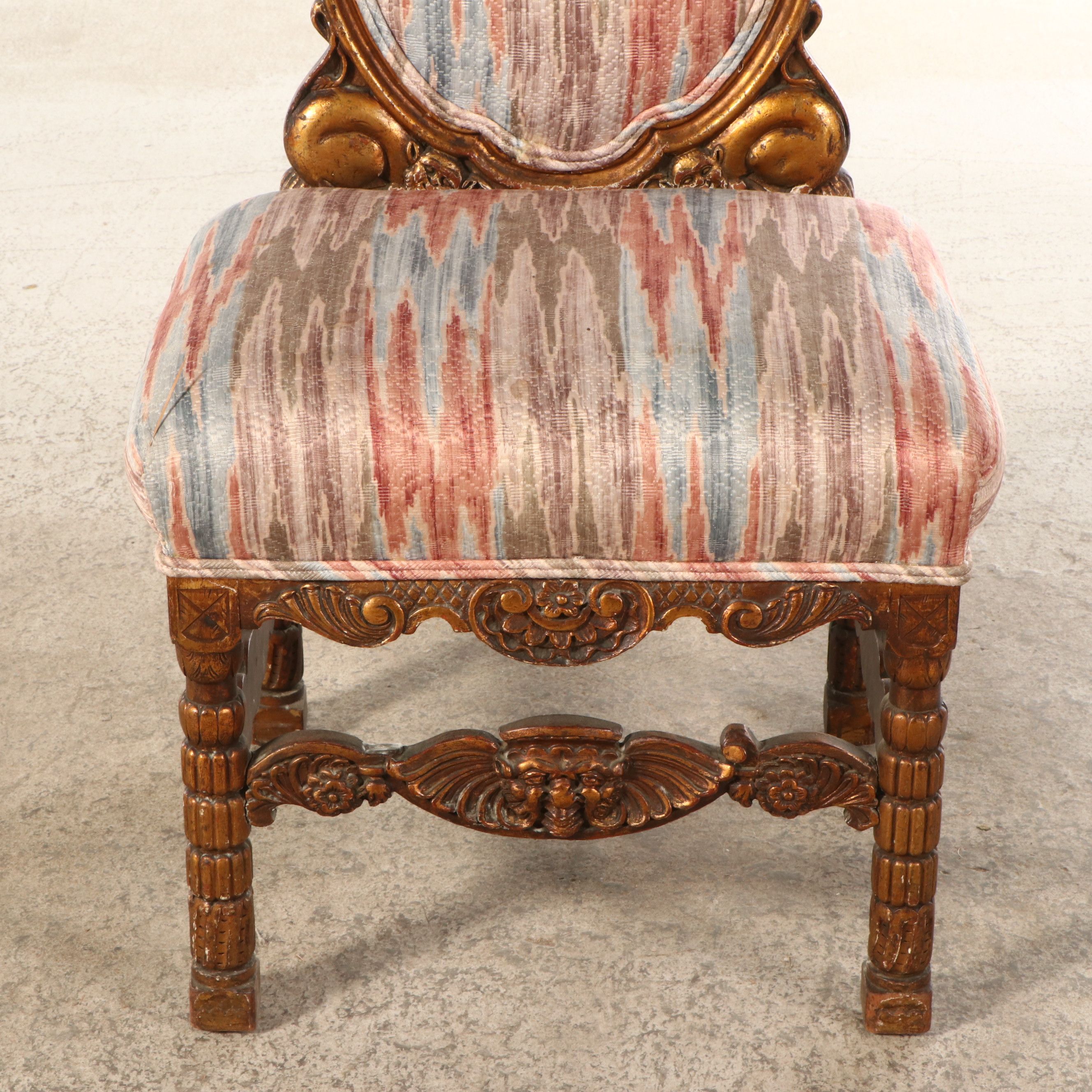 Four William & Mary Style Carved Dining Chairs, Late 19th to Early 20th Century