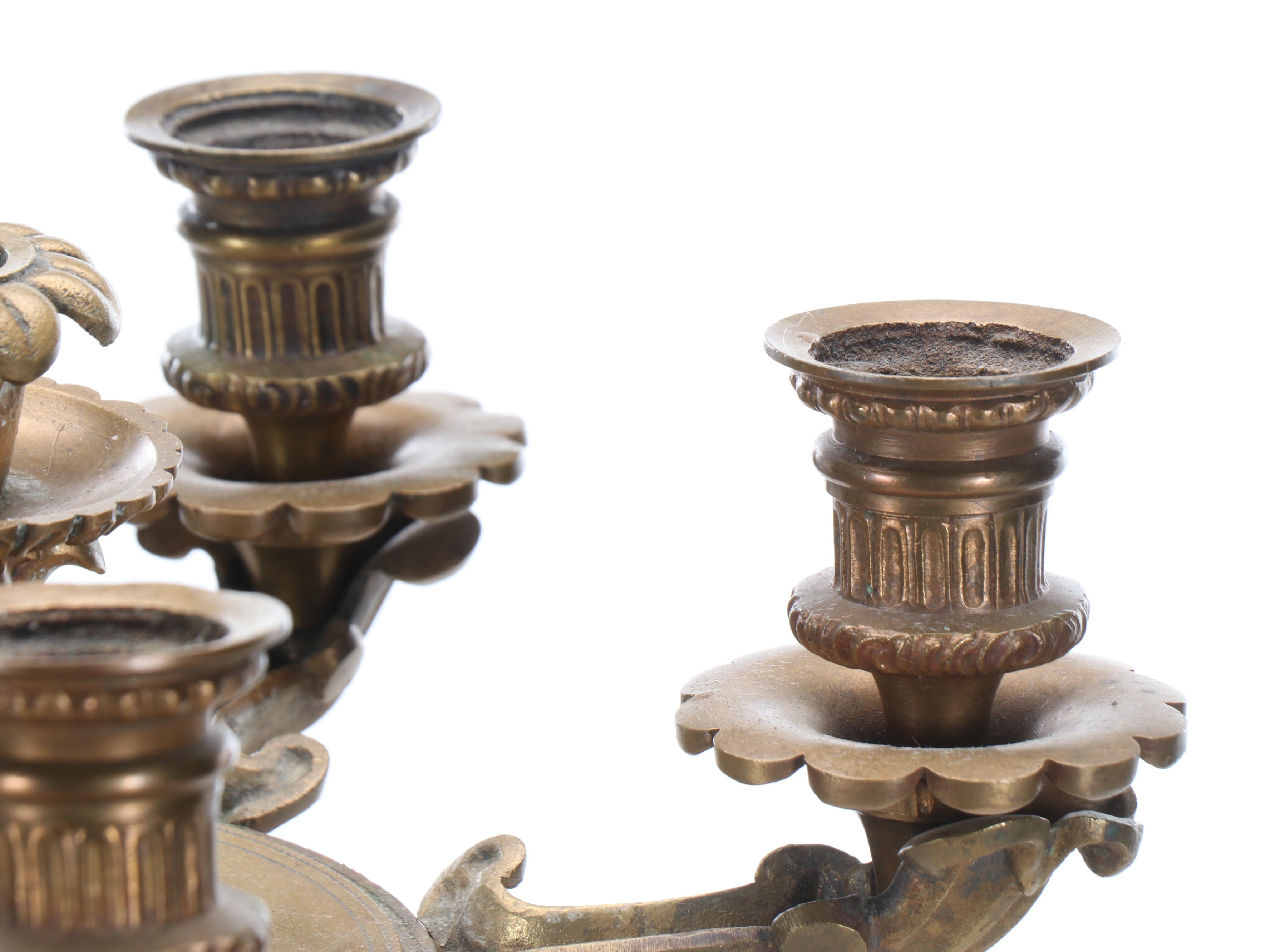 Neoclassical Brass Pillar Candelabra, 19th Century