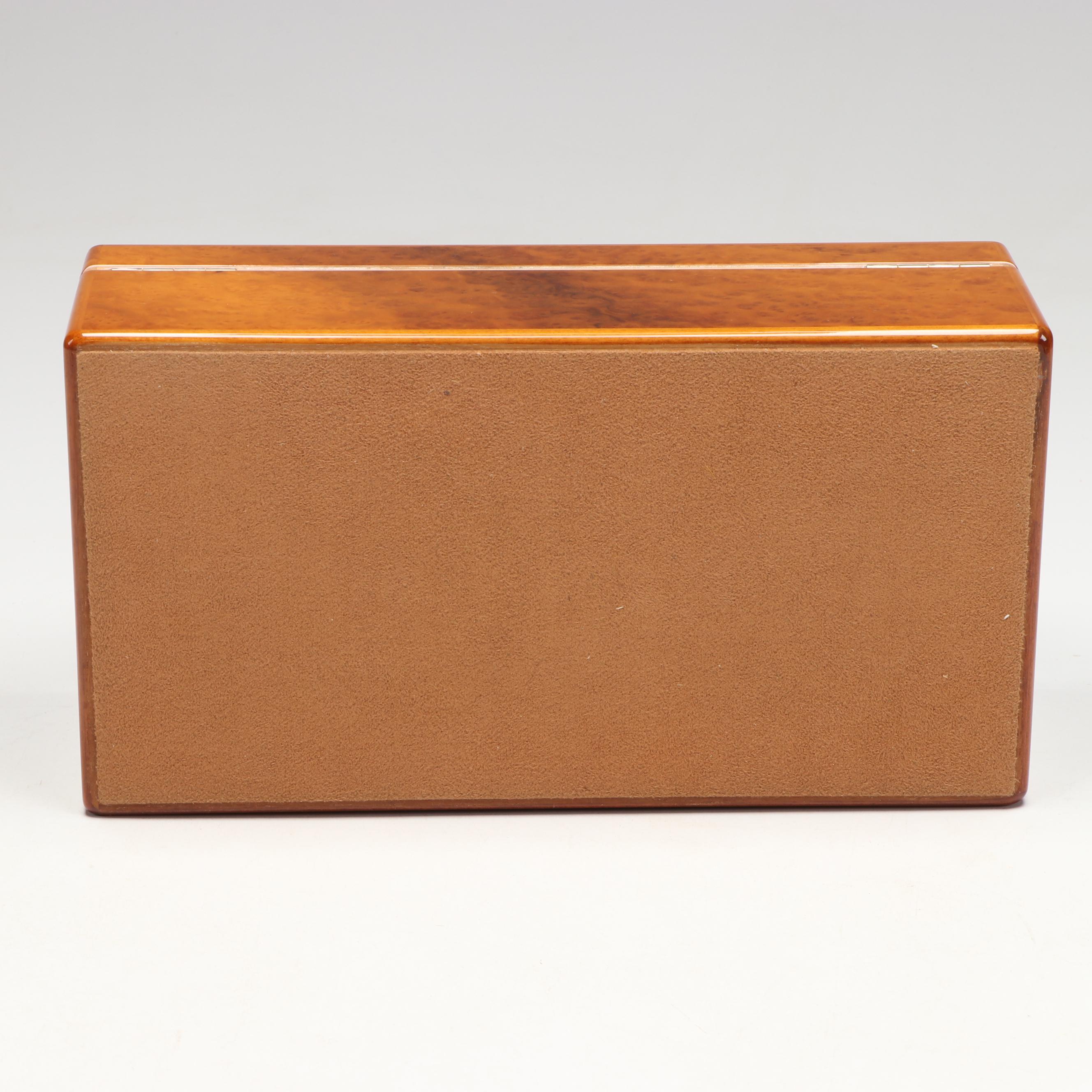 Point Plume Wood Cigar Box with Leather Lining