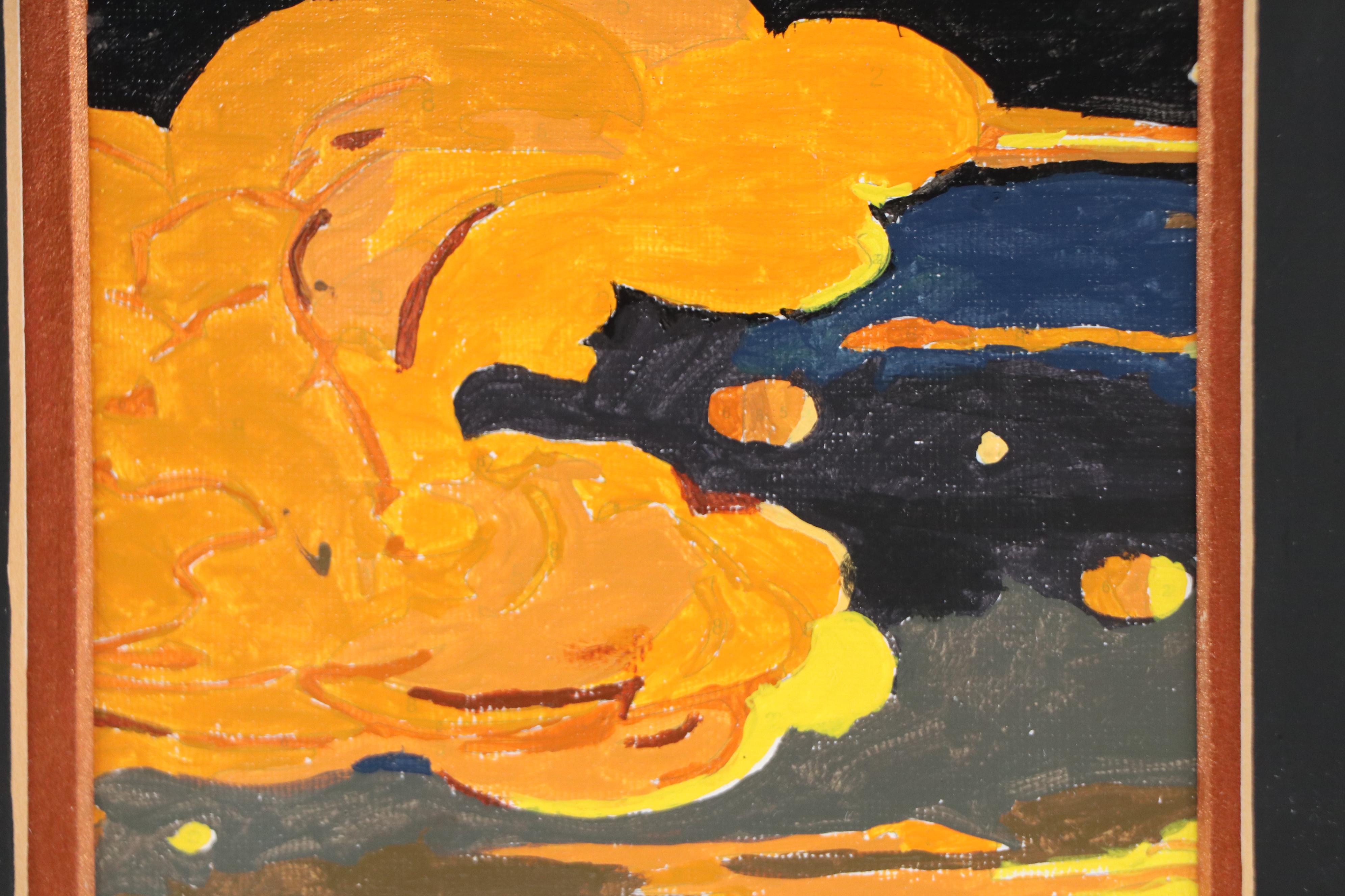 Brittony Martin Acrylic Painting of Orange Clouds, 21st Century
