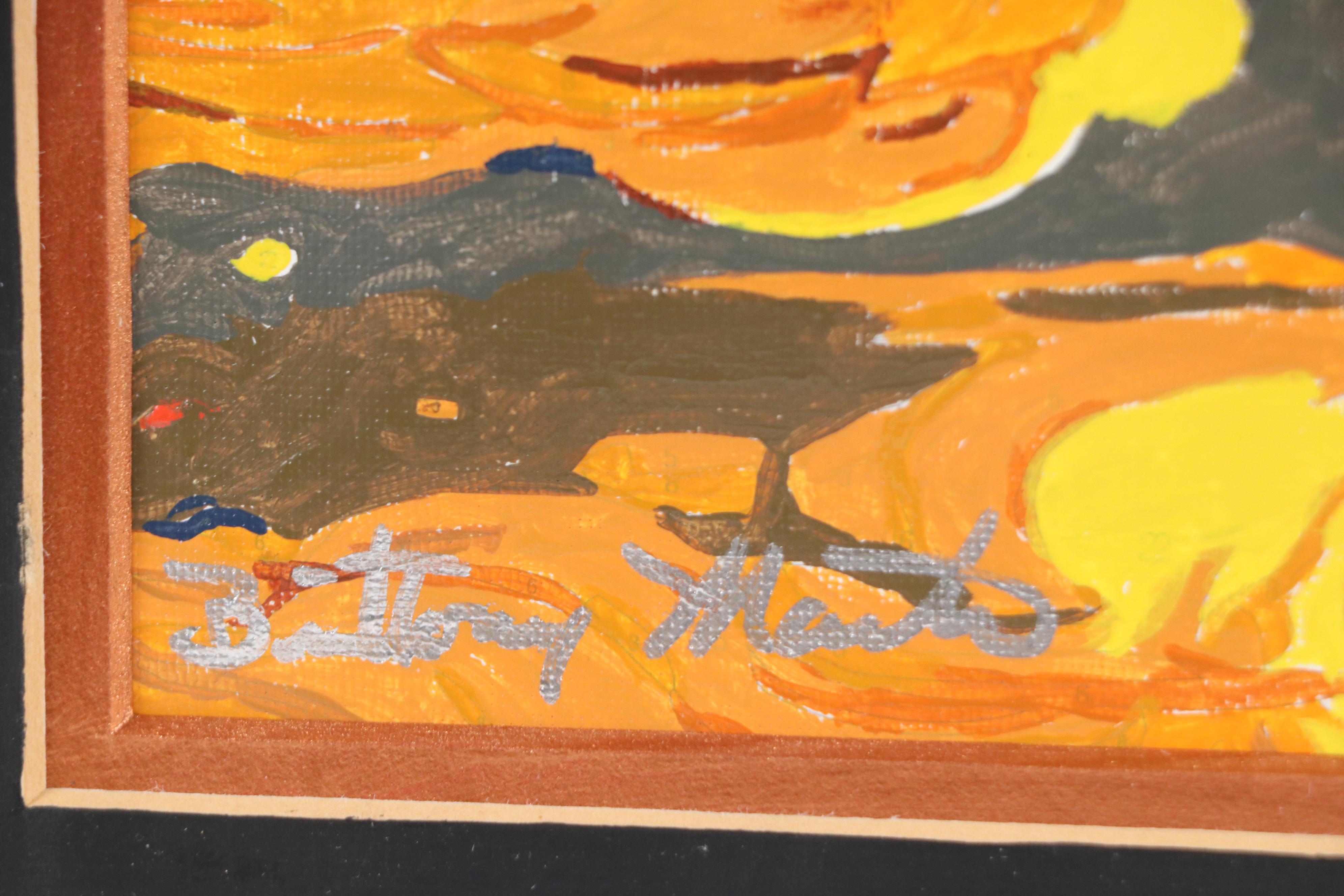 Brittony Martin Acrylic Painting of Orange Clouds, 21st Century