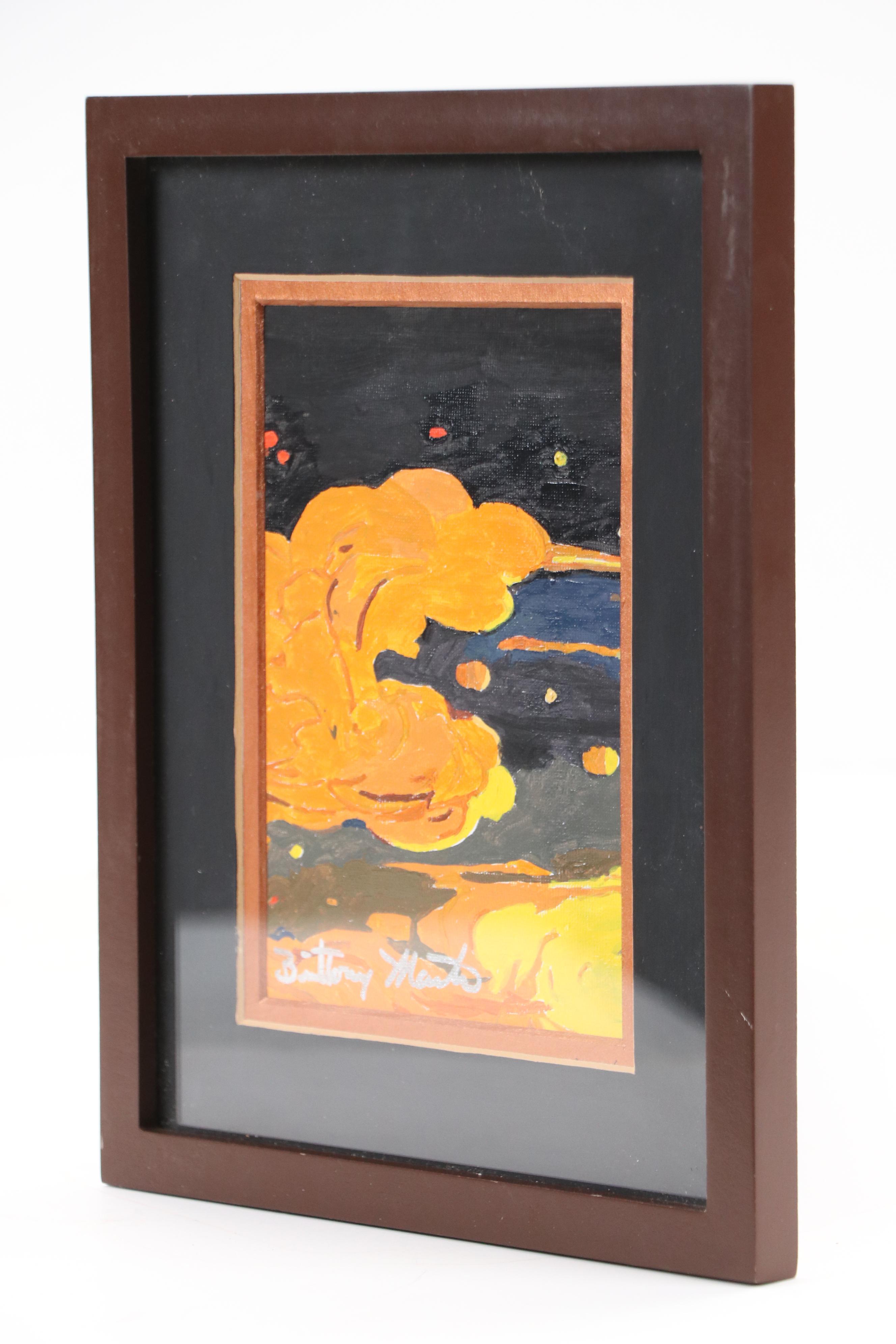 Brittony Martin Acrylic Painting of Orange Clouds, 21st Century