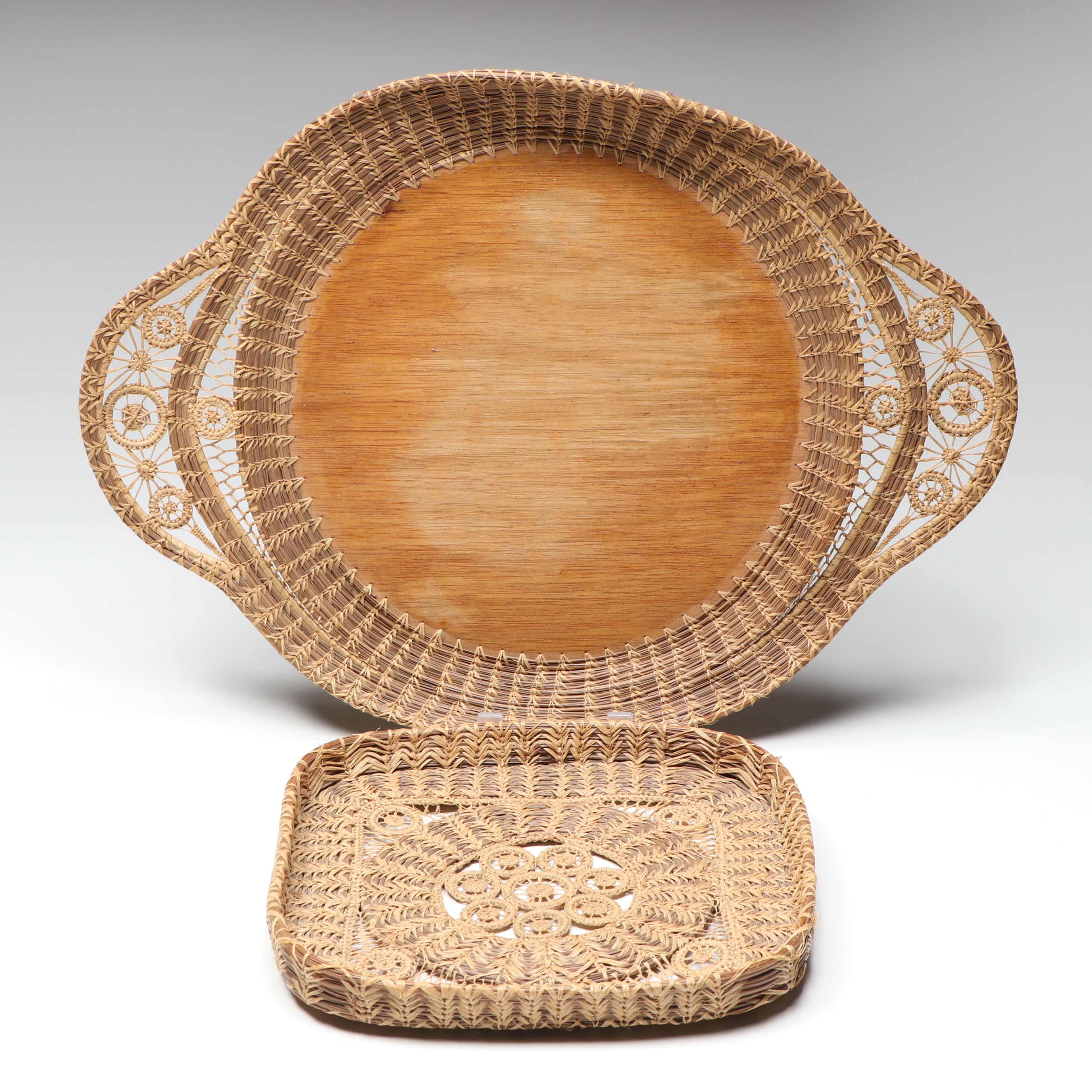 Seminole Pine Needle and Raffia Trays