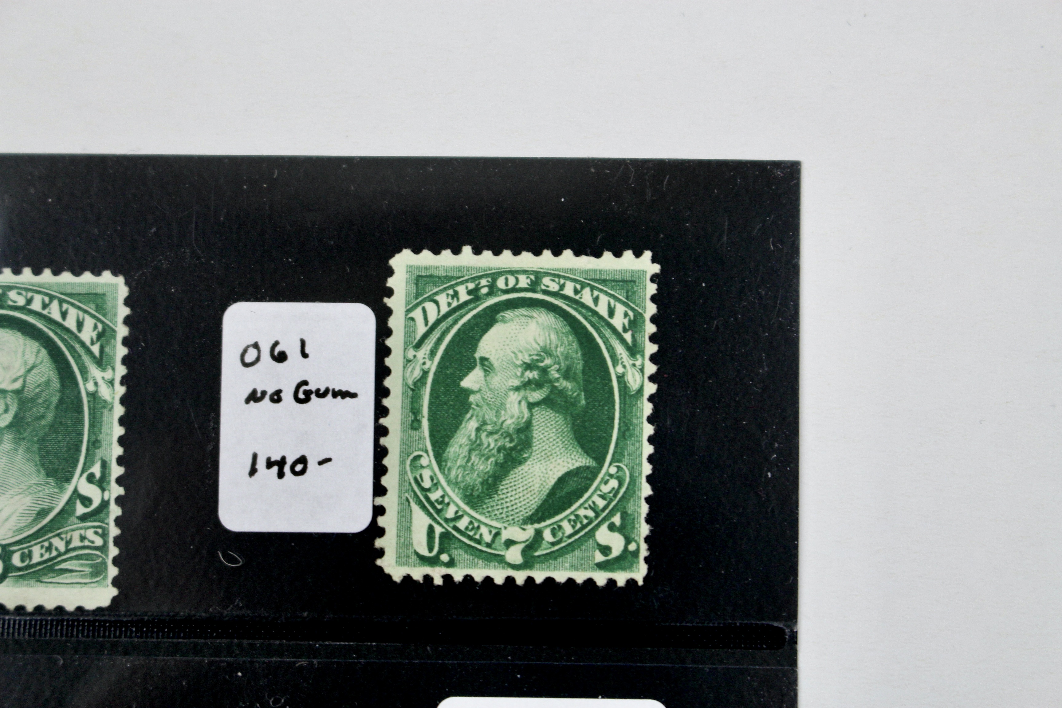 Five U.S. Official Postage Stamps, Scott 059 to 064, 1870s