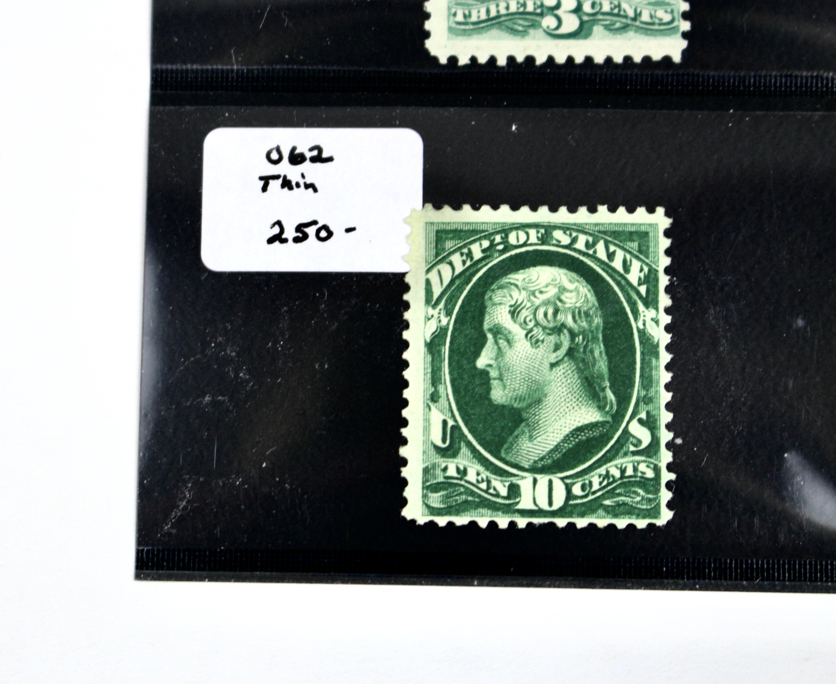 Five U.S. Official Postage Stamps, Scott 059 to 064, 1870s