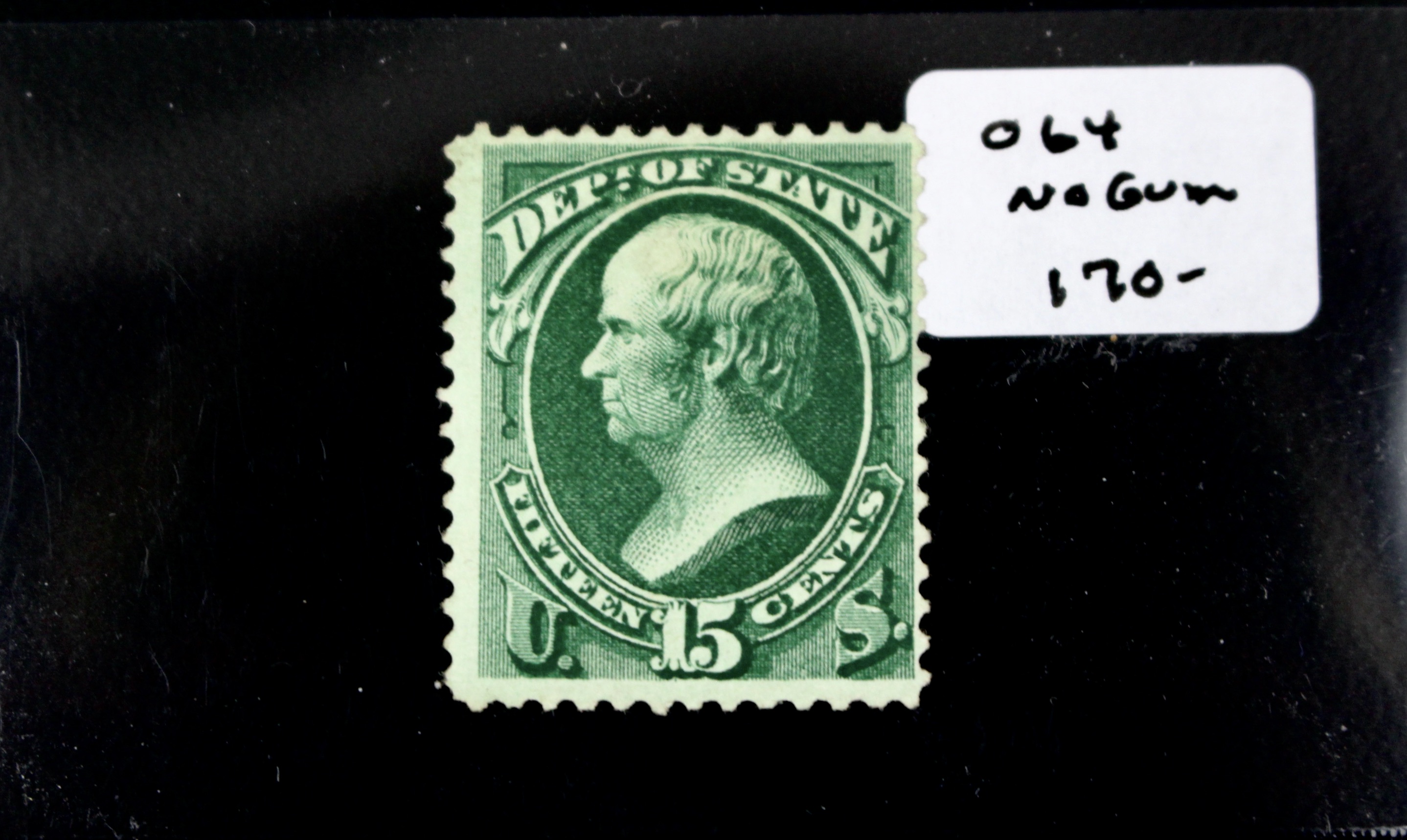 Five U.S. Official Postage Stamps, Scott 059 to 064, 1870s