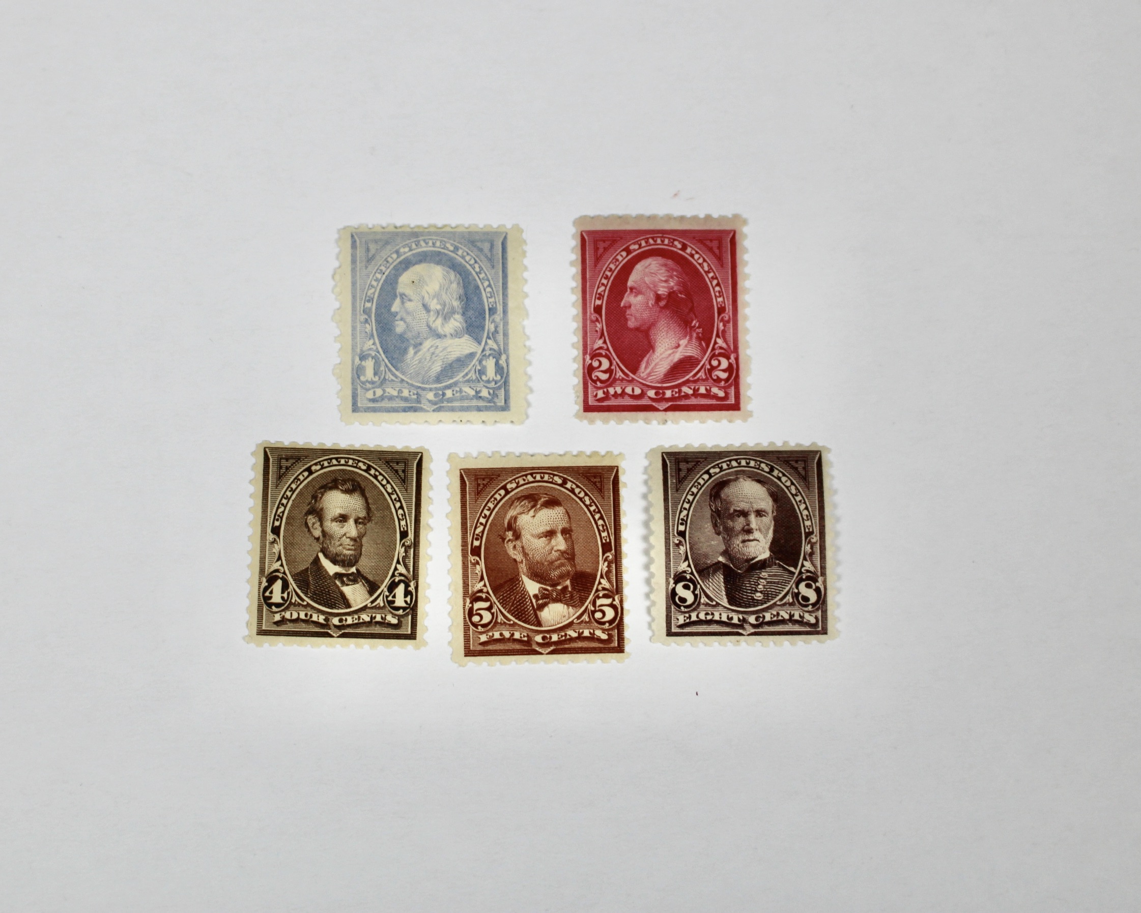 Five Mint Condition 1894 Regular Issue U.S. Postage Stamps