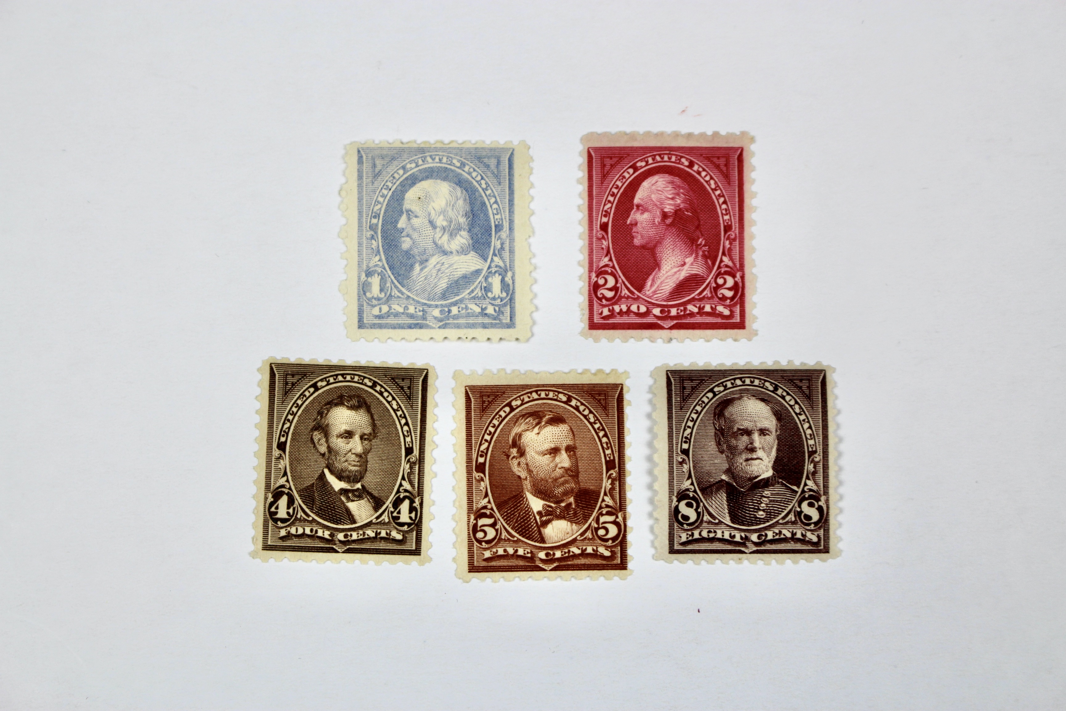 Five Mint Condition 1894 Regular Issue U.S. Postage Stamps